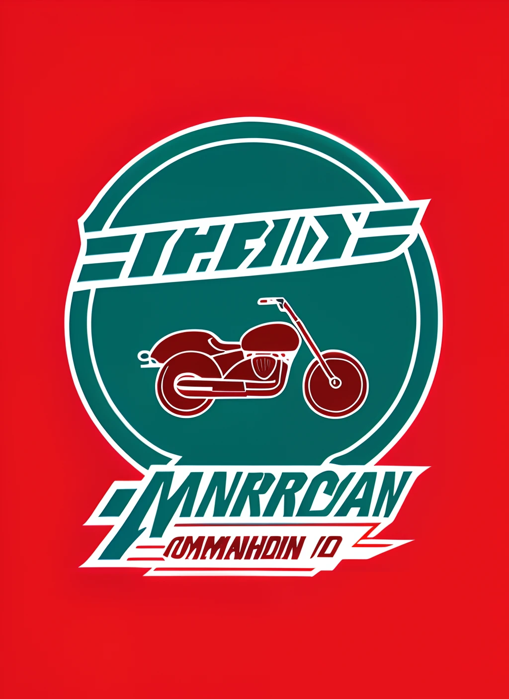 Crie um logo com com a frase "Route Custom" inspirado em moto Harley Davidson Fat boy e uma caminhonete chevrolet alta em uma estrada com curvas montanhas cachoeira e sol de final de tarde, ano 1984