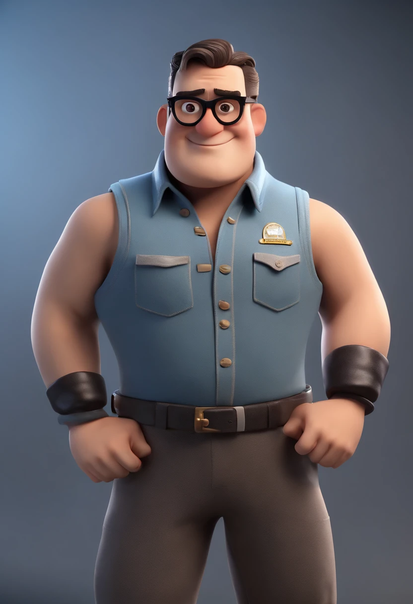 Cartoon character of a man wearing black glasses and a blue shirt, um personagem animado, Caractere estilizado, animation style rendering, 3D estilizado, Arnold Maya render, 3 d render stylized, toon render keyshot, Personagem 3D, Personagem 3D, 3d rendering stylized, 3 d character render, personagem de desenho animado, Personagem de close up, Pose de personagem, (Estilo Pixar) (master part:1.2) (Bokeh) (best quality) (pele detalhada) (textura detalhada) (8k) (argila) (Cinematic lighting) (foco nítido,Senta e vaza a parte superior do corpo