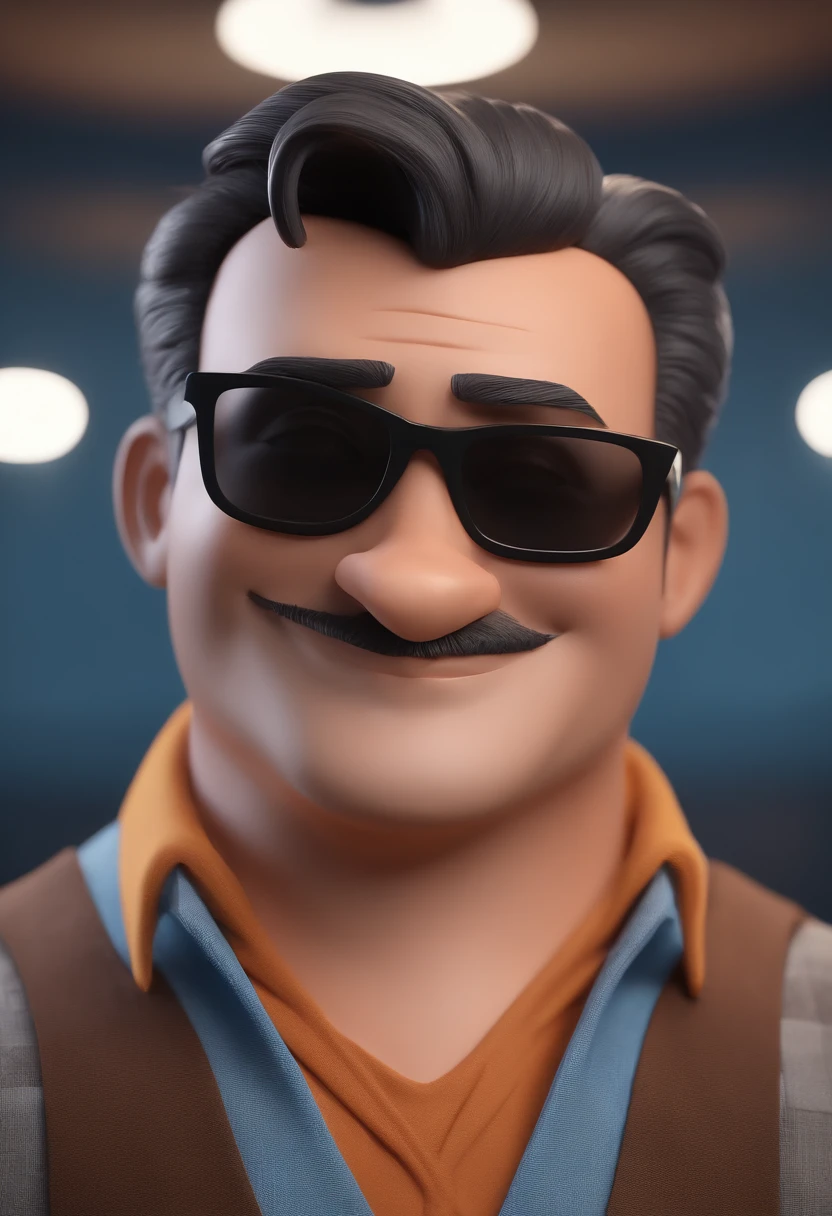 Cartoon character of a man with black glasses and a blue shirt, animation character, Caractere estilizado, animation style rendering, 3D estilizado, Arnold Maya render, 3 d render stylized, toon render keyshot, Personagem 3D, Personagem 3D, 3d rendering stylized, 3 d character render, personagem de desenho animado, Personagem de close up, Pose de personagem, (Estilo Pixar) (master part:1.2) (Bokeh) (best quality) (pele detalhada) (textura detalhada) (8k) (argila) (Cinematic lighting) (foco nítido