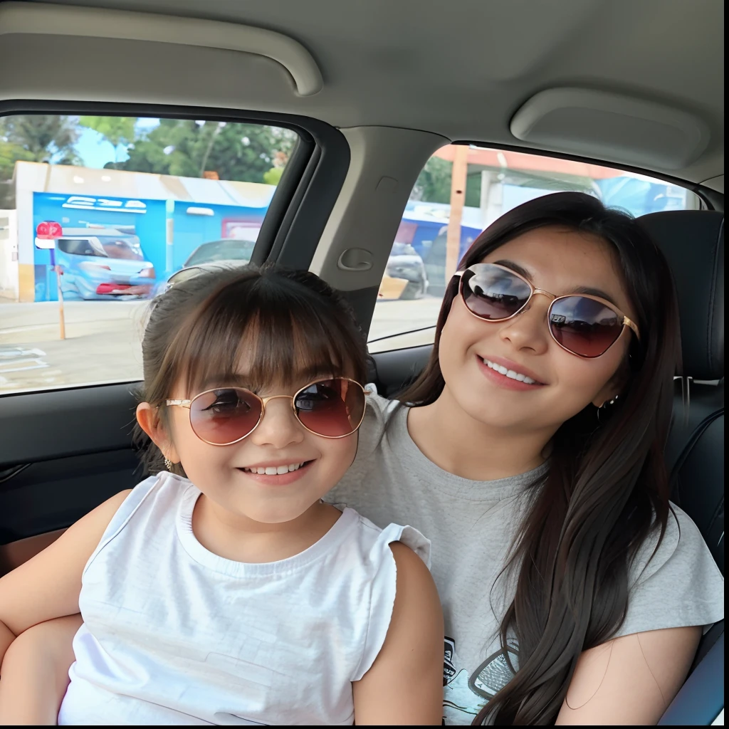Woman and child in car with sunglasses in smiling for photo, with sun glasses, Directed by: Nandor Soldier, with sunglasses, with a kid, wearing cool sunglasses, wearing shades, 3 5 year brazilian mother, Alanis Guillen, Tons, wearing sunglasses, Karla Ortiz, wearing oakley sunglasses, imagem de perfil, in sunglasses, cabrito, Directed by: Samuel Silva