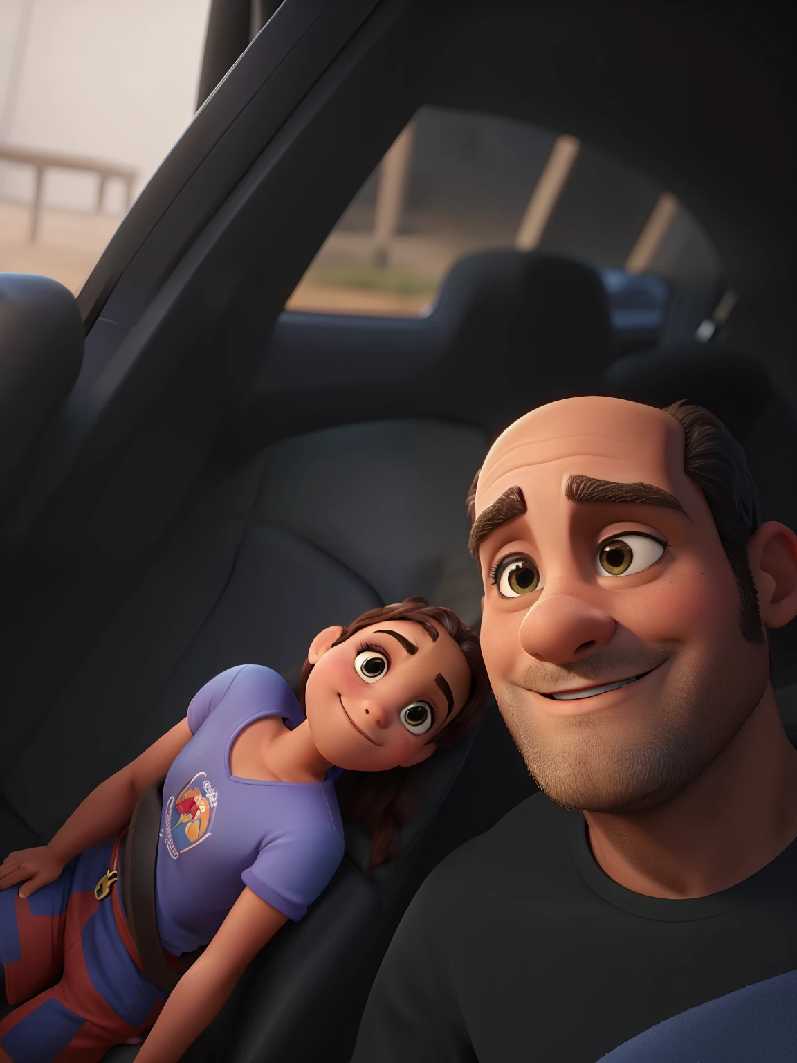 alta qualidade, Disney pixar, careca, barba escura, pele branca, barba curta