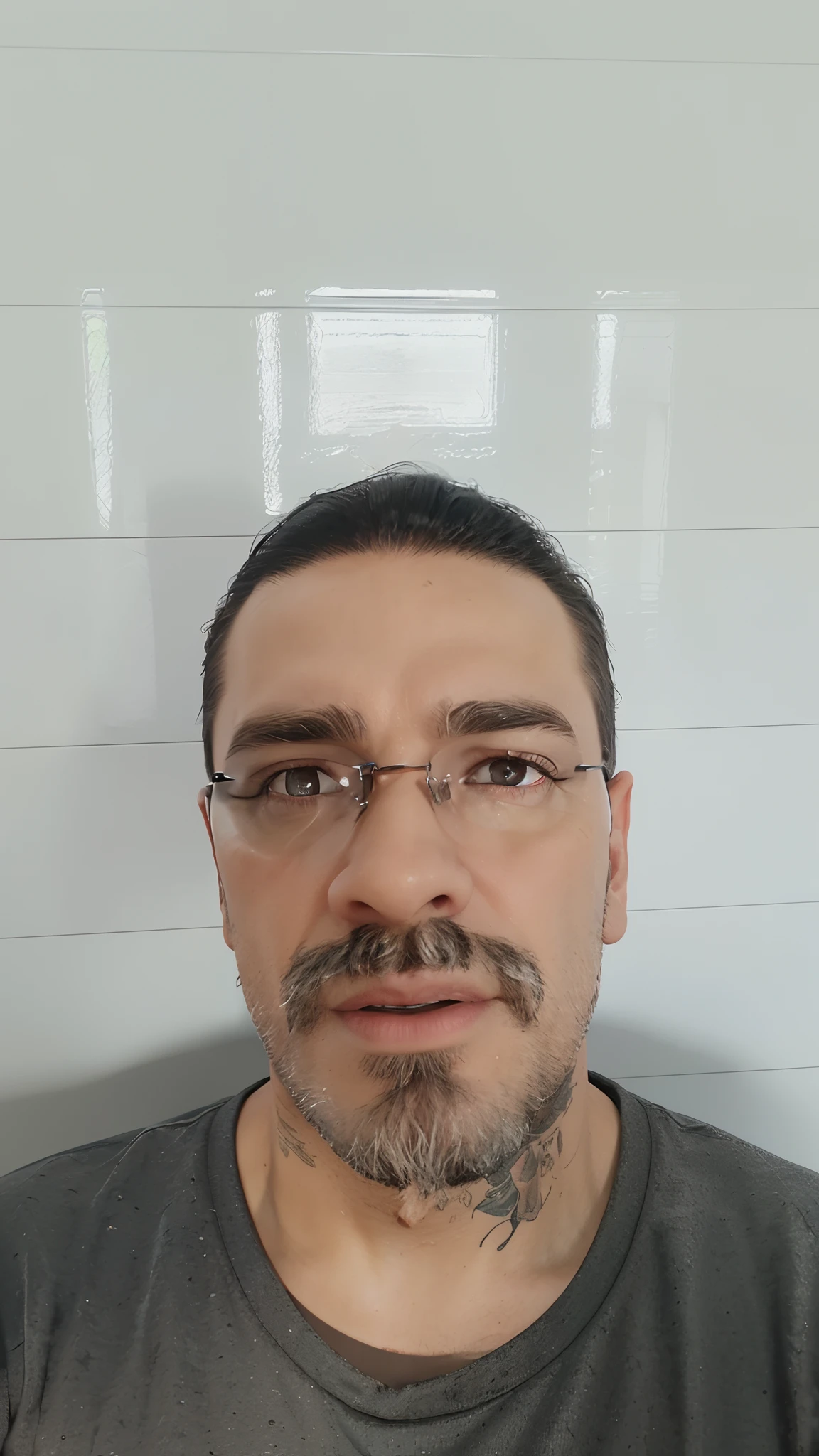 Cartoon character of a man with black glasses and a black polo shirt, cabelo liso, With beard and old school tattoo on his arm, animation character, Caractere estilizado, animation style rendering, 3D estilizado, Arnold Maya render, 3 d render stylized, toon render keyshot, Personagem 3D, Personagem 3D, 3d rendering stylized, 3 d character render, personagem de desenho animado, Personagem de close up, Pose de personagem,  (Estilo Pixar) (master part:1.2) (Bokeh) (best quality) (pele detalhada) (textura detalhada) (8k) (argila) (Cinematic lighting) (foco nítido