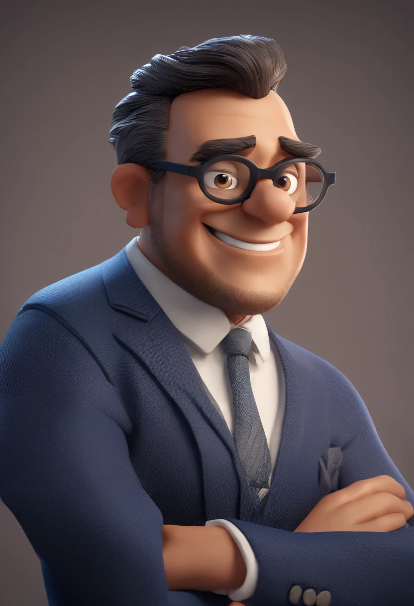 Cartoon character of a man with black glasses and a blue shirt, animation character, Caractere estilizado, animation style rendering, 3D estilizado, Arnold Maya render, 3 d render stylized, toon render keyshot, Personagem 3D, Personagem 3D, 3d rendering stylized, 3 d character render, personagem de desenho animado, Personagem de close up, Pose de personagem, (Estilo Pixar) (master part:1.2) (Bokeh) (best quality) (pele detalhada) (textura detalhada) (8k) (argila) (Cinematic lighting) (foco nítido