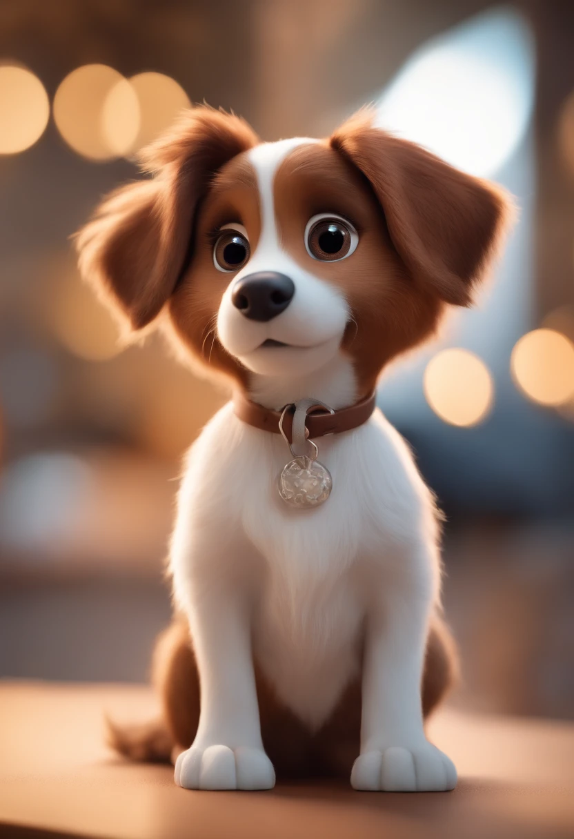 Cachorra, estilo disney, tom de pele: caramelo queimado: pelo: curto, liso, fundo:Gray and white gradient, Hands raised, sorrindo, feliz, (estilo pixar) (obra-prima:1.2) (bokeh) (melhor qualidade) (pele detalhada) (textura detalhada) (8k) (claymation) (cinematic lighthing) (foco nítido