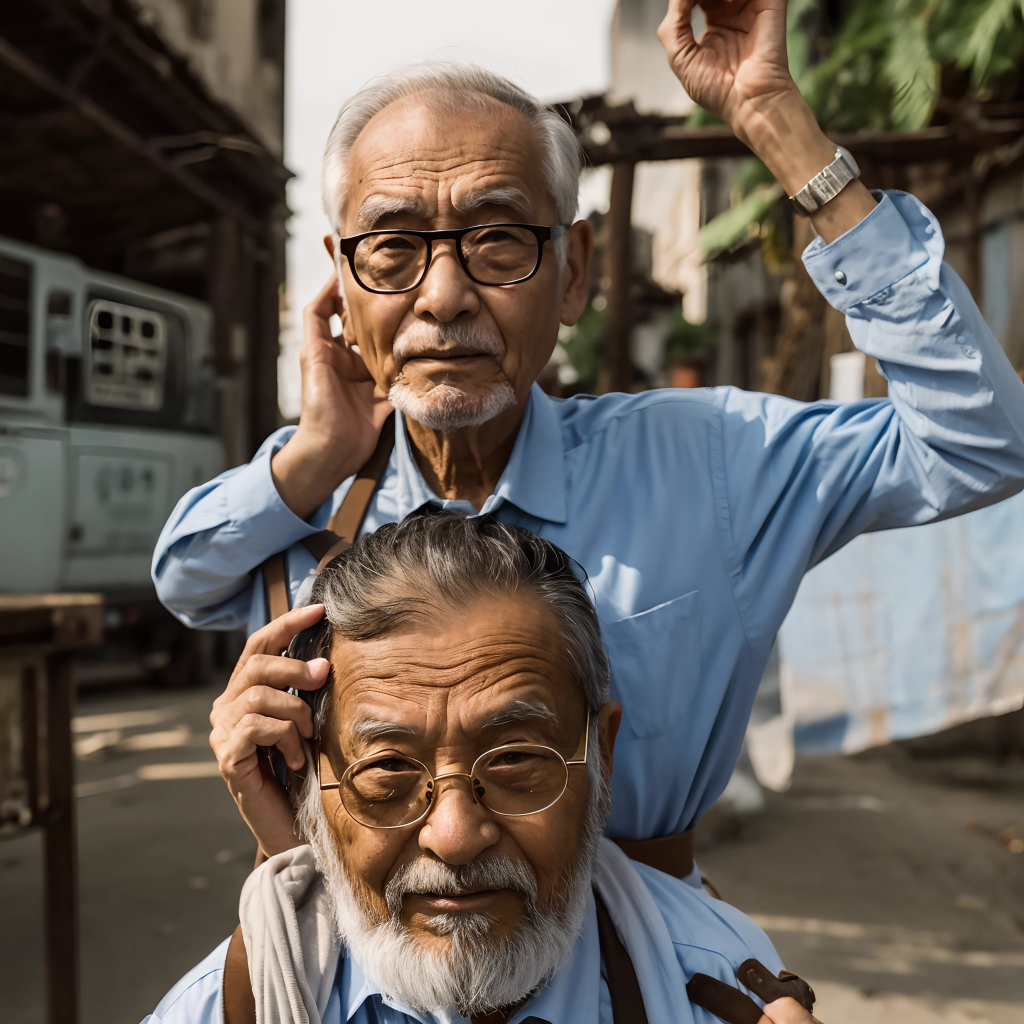 Old man with glasses raising taxes