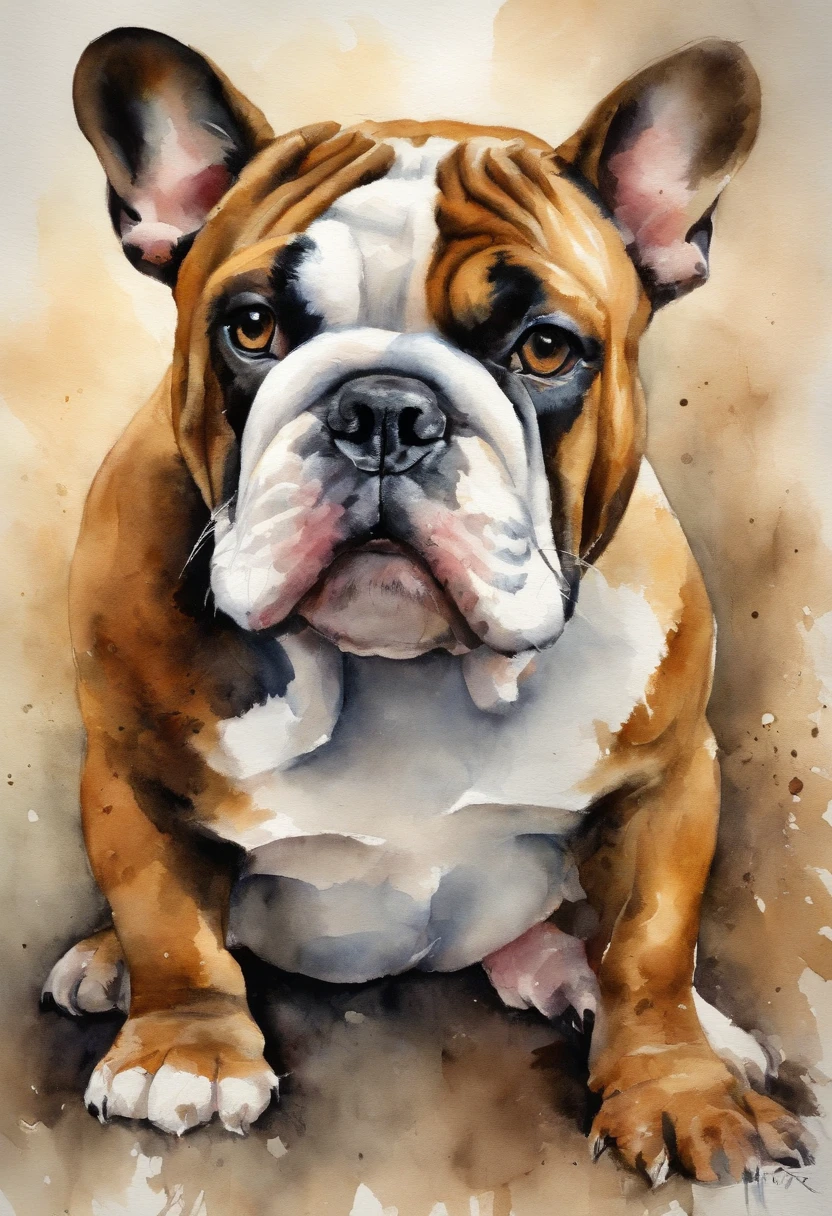 Crie uma imagem realista de um cao filhote da raca bulldog frances filhote com pelagens tigrado