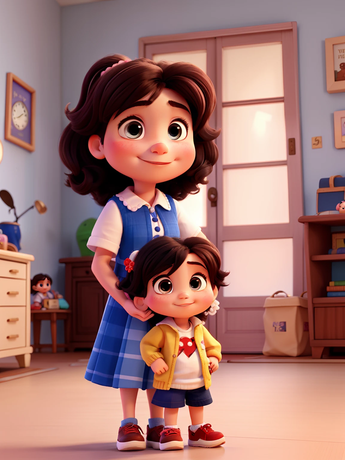 Father, Mother baby girl small hair, Disney pixar