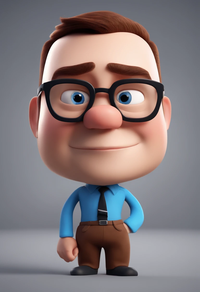 Cartoon character of a man with black glasses and a blue shirt, animation character, Caractere estilizado, animation style rendering, 3D estilizado, Arnold Maya render, 3 d render stylized, toon render keyshot, Personagem 3D, Personagem 3D, 3d rendering stylized, 3 d character render, personagem de desenho animado, Personagem de close up, Pose de personagem, (Estilo Pixar) (master part:1.2) (Bokeh) (best quality) (pele detalhada) (textura detalhada) (8k) (argila) (Cinematic lighting) (foco nítido