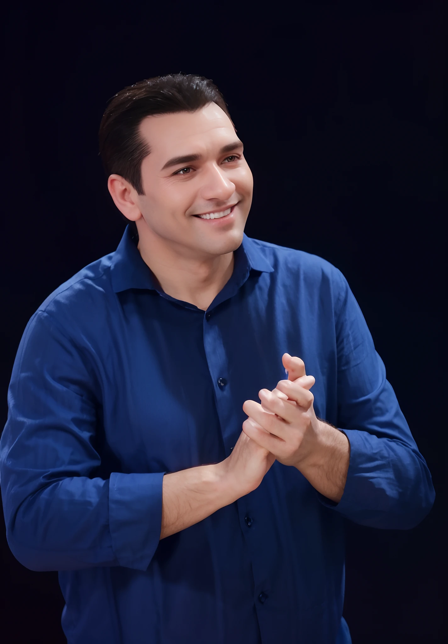 personagem dos desenhos animados de um homem, 43 anos, alto, magro, e uma camisa azul, animation character, Caractere estilizado, animation style rendering, 3D estilizado, Arnold Maya render, 3 d render stylized, toon render keyshot, Personagem 3D, Personagem 3D, 3d rendering stylized, 3 d character render, personagem de desenho animado, Personagem de close up, Pose de personagem, (Estilo Pixar) (master part:1.2) (Bokeh) (best quality) (pele detalhada) (textura detalhada) (8k) (argila) (Cinematic lighting) (foco nítido