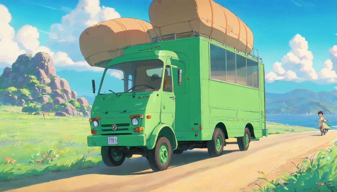 Moving Truck Circling. Deserto com varias caixas de isopor