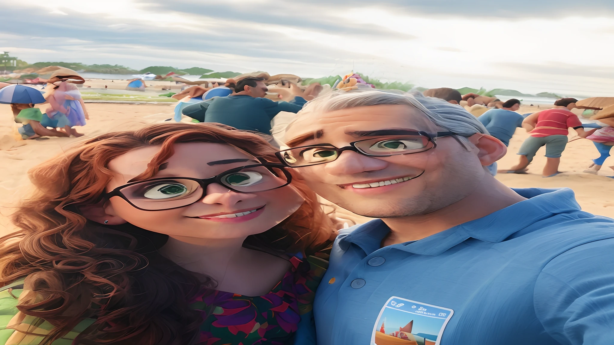 they are on the beach taking a selfie with their cell phone, on the beach at sunset, 3 5 year brazilian mother, foto de praia, na praia, em uma praia, em uma praia tropical, imagem de perfil, on the beach during sunset, foto selfie, vacation photo, na praia, Homens de 45 anos, em uma praia ensolarada