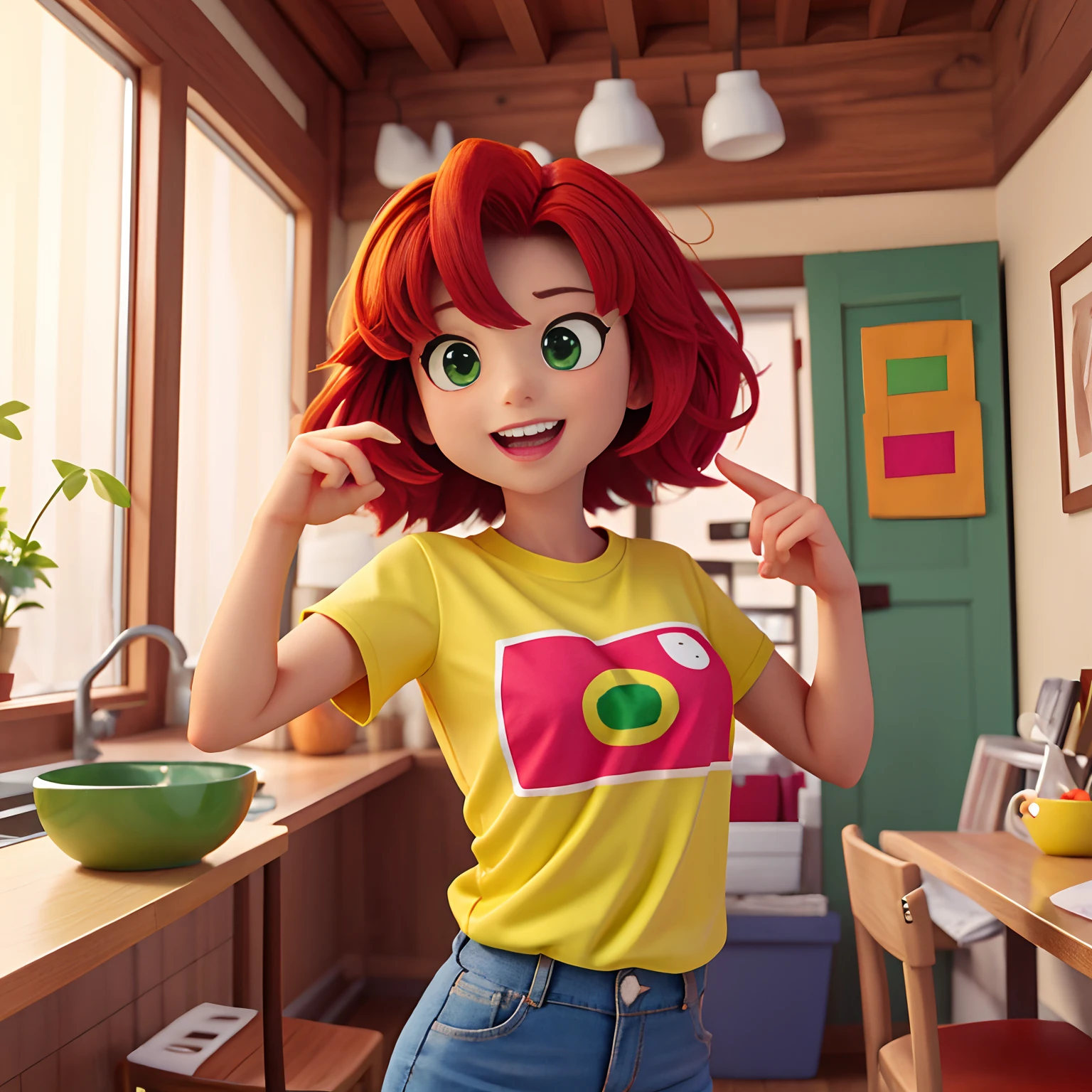 more fun shirt, with vibrant colors, red, yellow, green