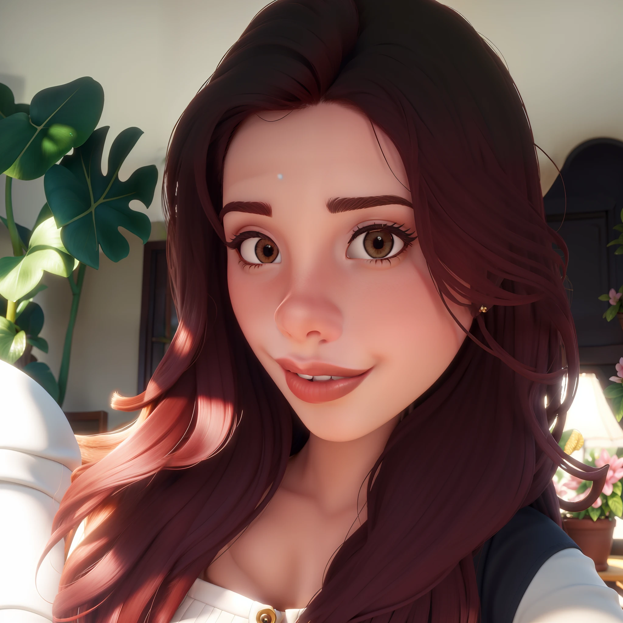 Woman Beautiful Marsala Hair Lips Cute, plantas lugar bonito