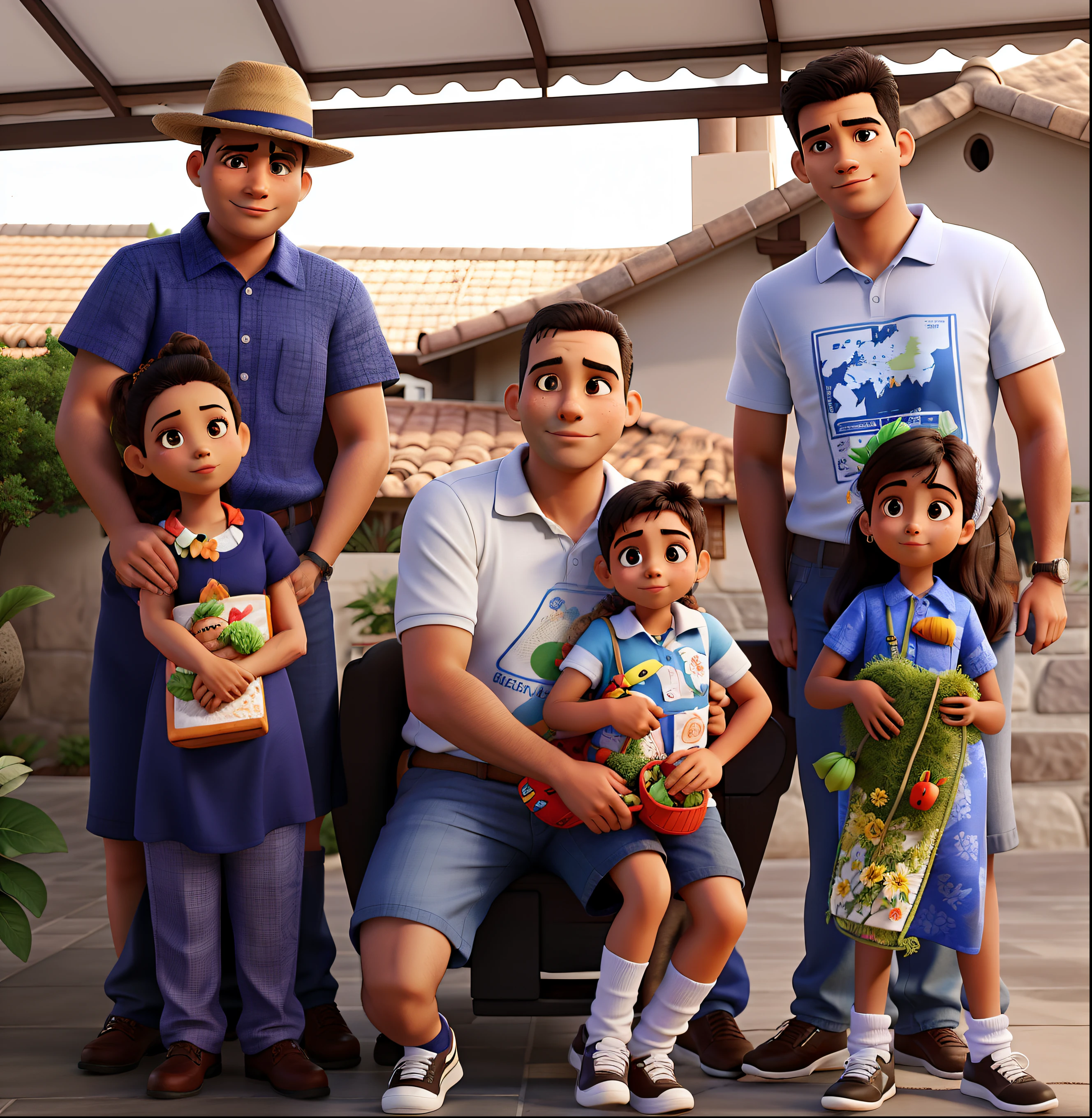 Familia em um jardim