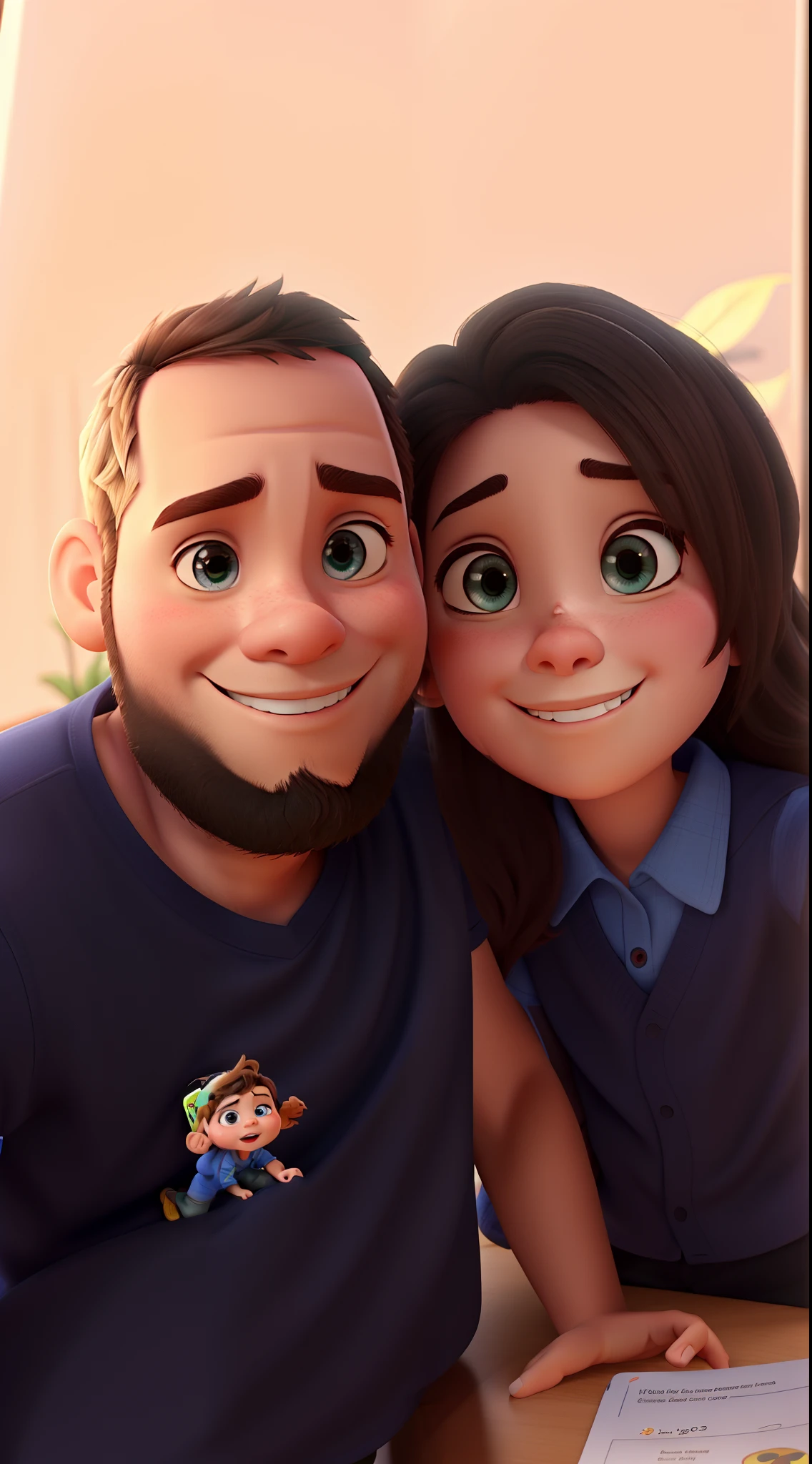 Pai com seus dois filhos estilo pixar, alta qualidade, melhor qualidade