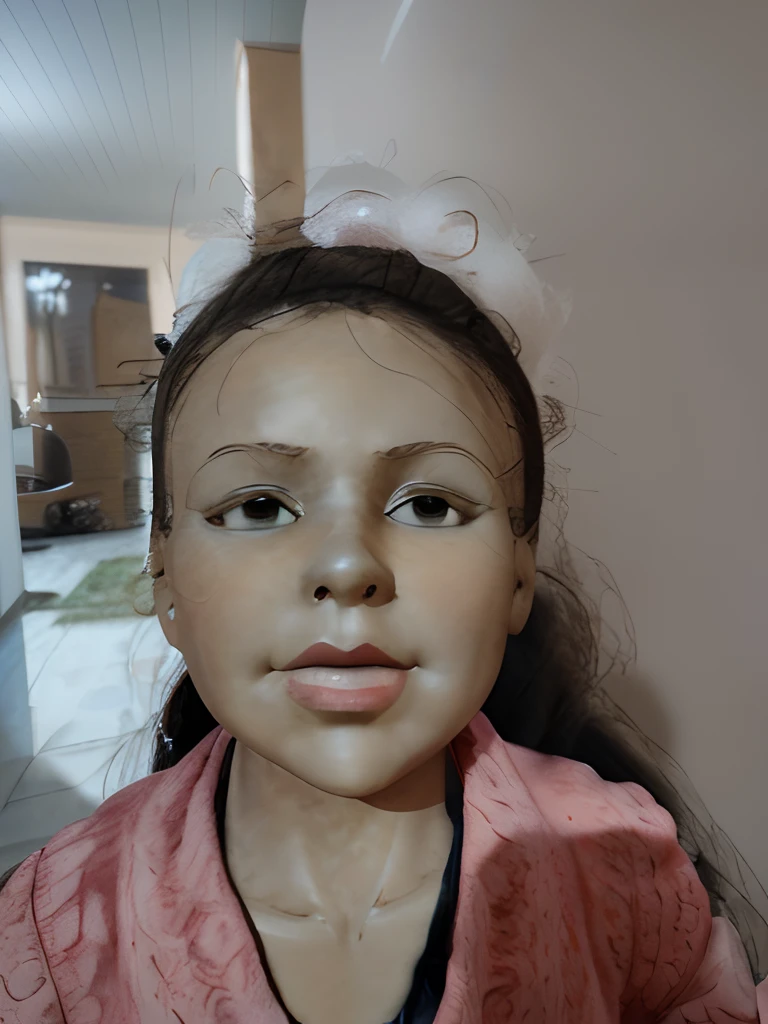 a close up of a doll with a hair bun on her head, super detailed render, 8k portrait render, rendered in arnold, 8 k cg render, rendered in arnold engine, soft portrait shot 8 k, cute 3 d render, arnold maya render, close up character, [ 4 k photorealism ]!!, high res render, highly detailed render