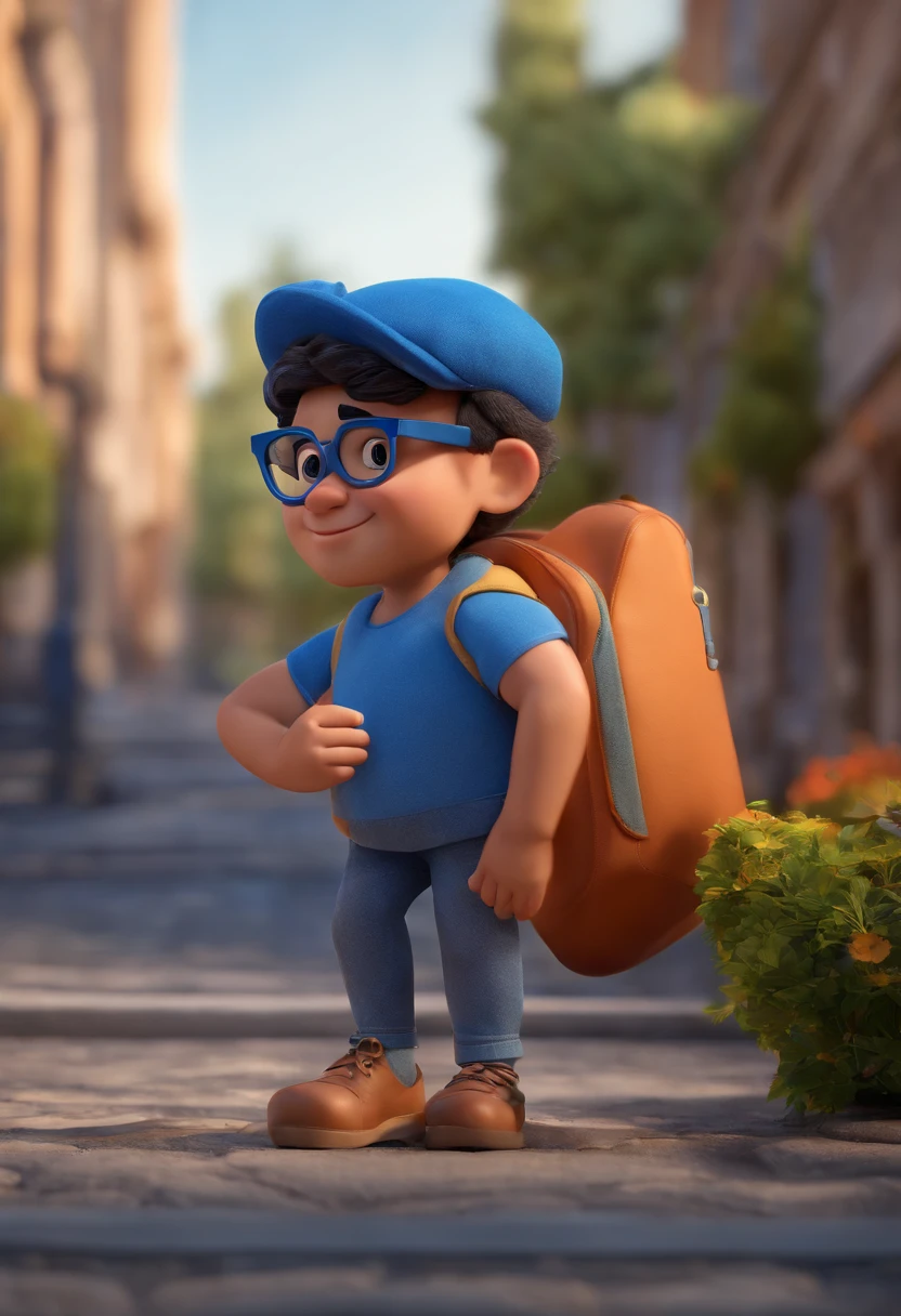 Cartoon character of a man wearing black glasses and a blue shirt, um personagem animado, Caractere estilizado, animation style rendering, 3D estilizado, Arnold Maya render, 3 d render stylized, toon render keyshot, Personagem 3D, Personagem 3D, 3d rendering stylized, 3 d character render, personagem de desenho animado, Personagem de close up, Pose de personagem, (Estilo Pixar) (master part:1.2) (Bokeh) (best quality) (pele detalhada) (textura detalhada) (8k) (argila) (Cinematic lighting) (foco nítido，Senta e vaza a parte superior do corpo