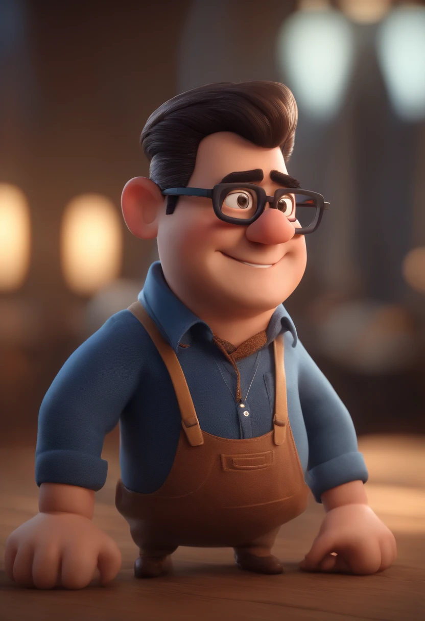 Cartoon character of a man with black glasses and a blue shirt, animation character, Caractere estilizado, animation style rendering, 3D estilizado, Arnold Maya render, 3 d render stylized, toon render keyshot, Personagem 3D, Personagem 3D, 3d rendering stylized, 3 d character render, personagem de desenho animado, Personagem de close up, Pose de personagem, (Estilo Pixar) (master part:1.2) (Bokeh) (best quality) (pele detalhada) (textura detalhada) (8k) (argila) (Cinematic lighting) (foco nítido