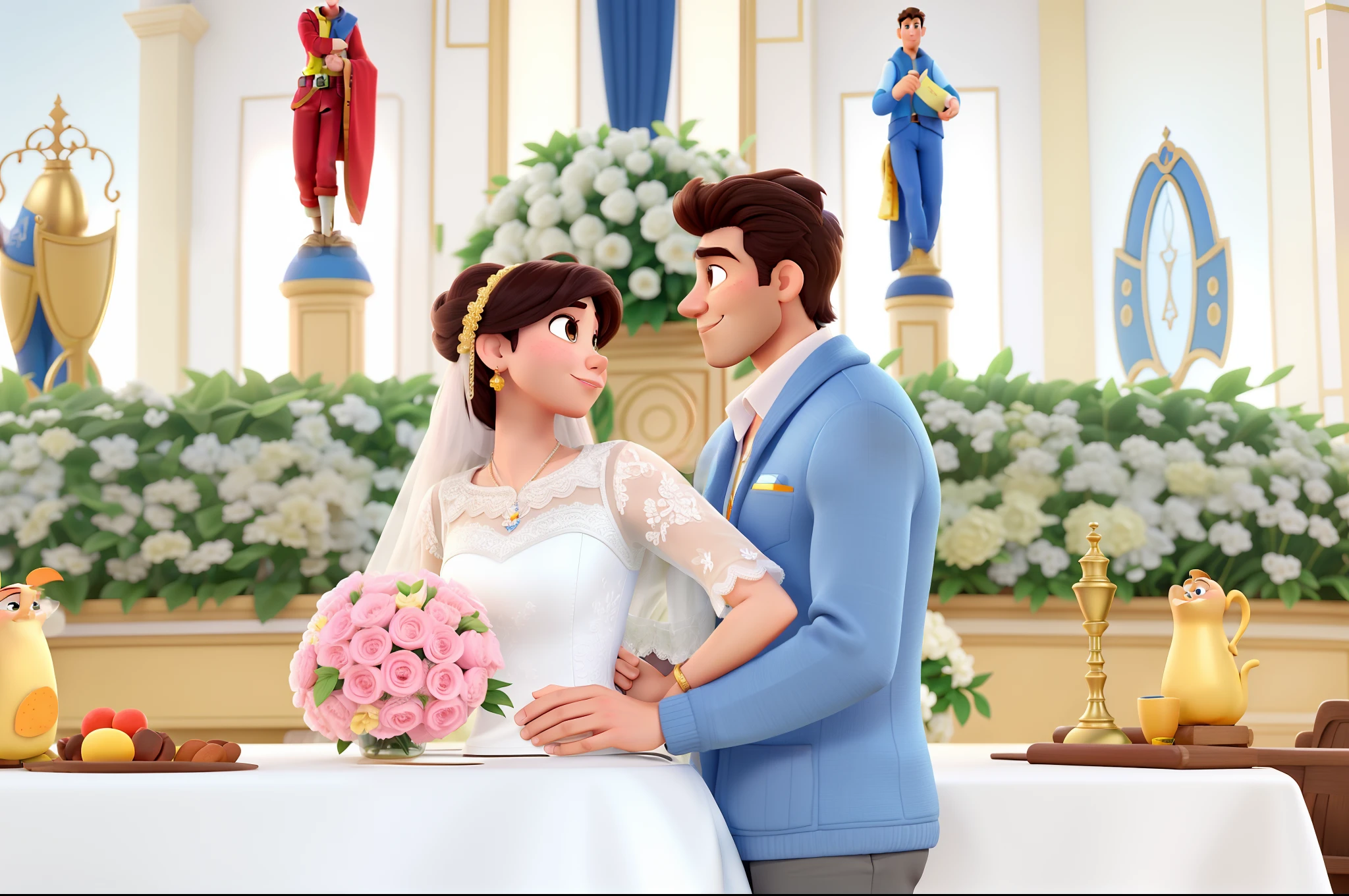 casal homem e mulher no estilo Disney Pixar, alta qualidade, melhor qualidade