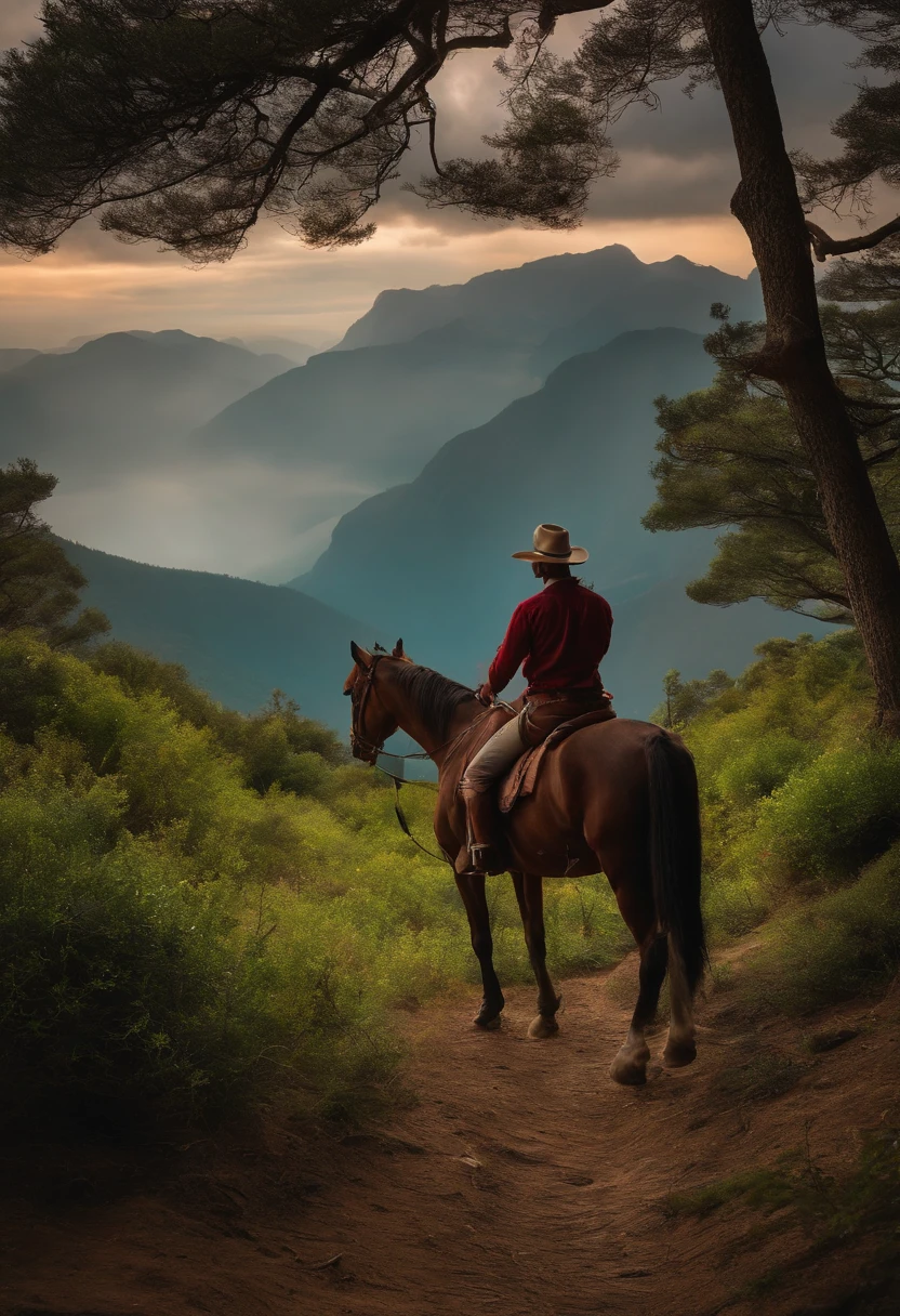 homem em cima cavalo montado em cima dele