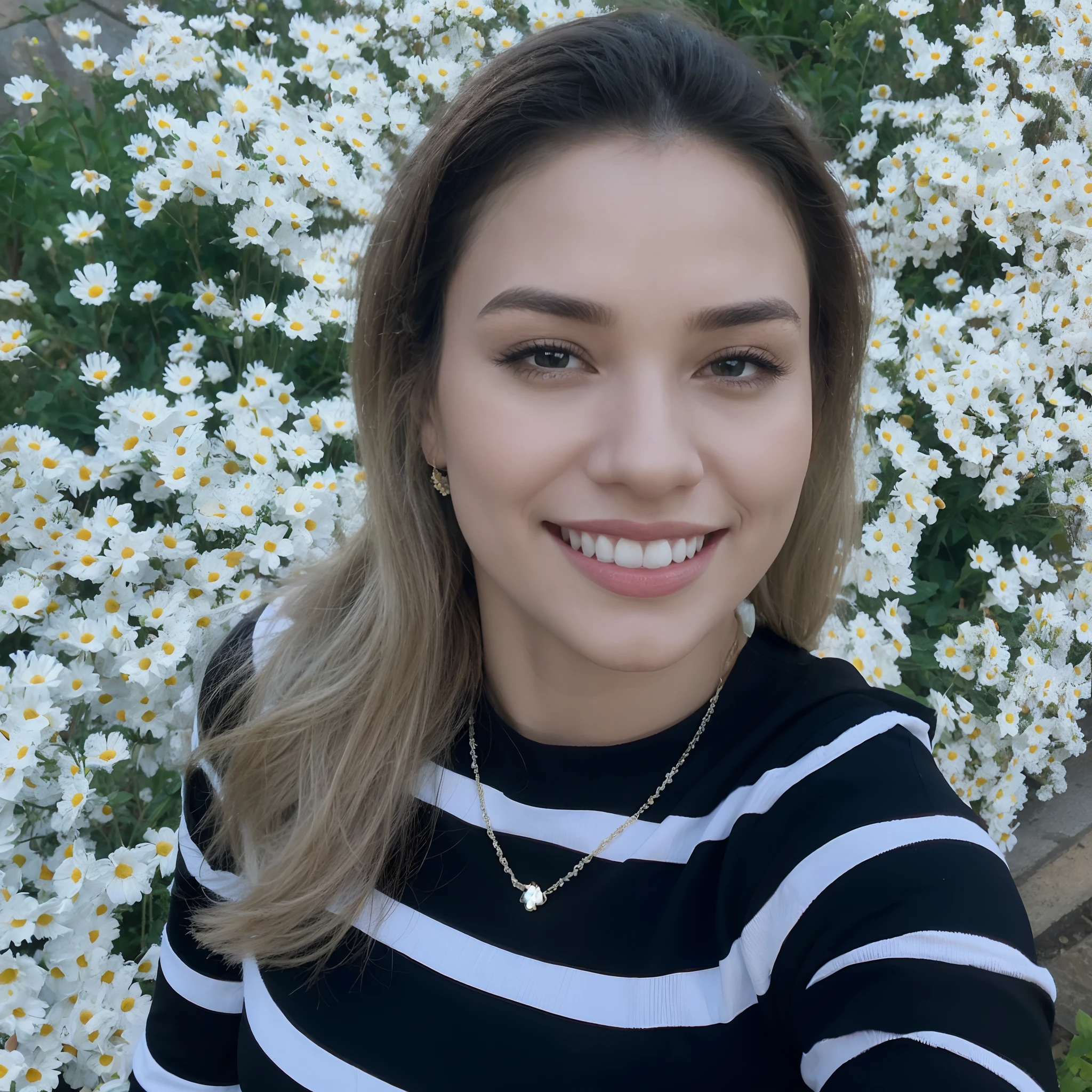 Mulher loira com flores ao fundo. Disney pixar template poster