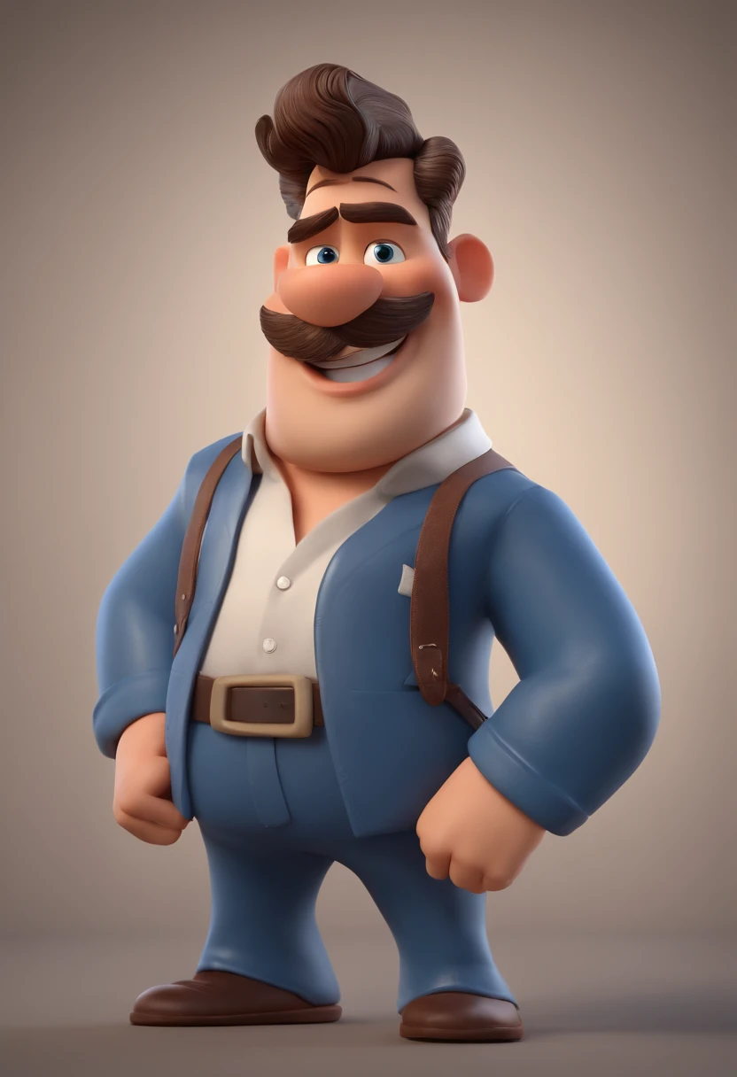 Personagem de desenho animado estilo pixar homem com 40 anos sorridente com camisa azul, com cabelos pretos, olhos castanhos, Caractere estilizado, animation style rendering, 3D estilizado, Arnold Maya render, 3 d render stylized, toon render keyshot, Personagem 3D, Personagem 3D, 3d rendering stylized, 3 d character render, personagem de desenho animado, Personagem de close up, Pose de personagem, (Estilo Pixar) (master part:1.2) (Bokeh) (melhor qualidade) (pele detalhada) (textura detalhada) (8k) (argila) (Cinematic lighting) (foco nítido,Senta e vaza a parte superior do corpo