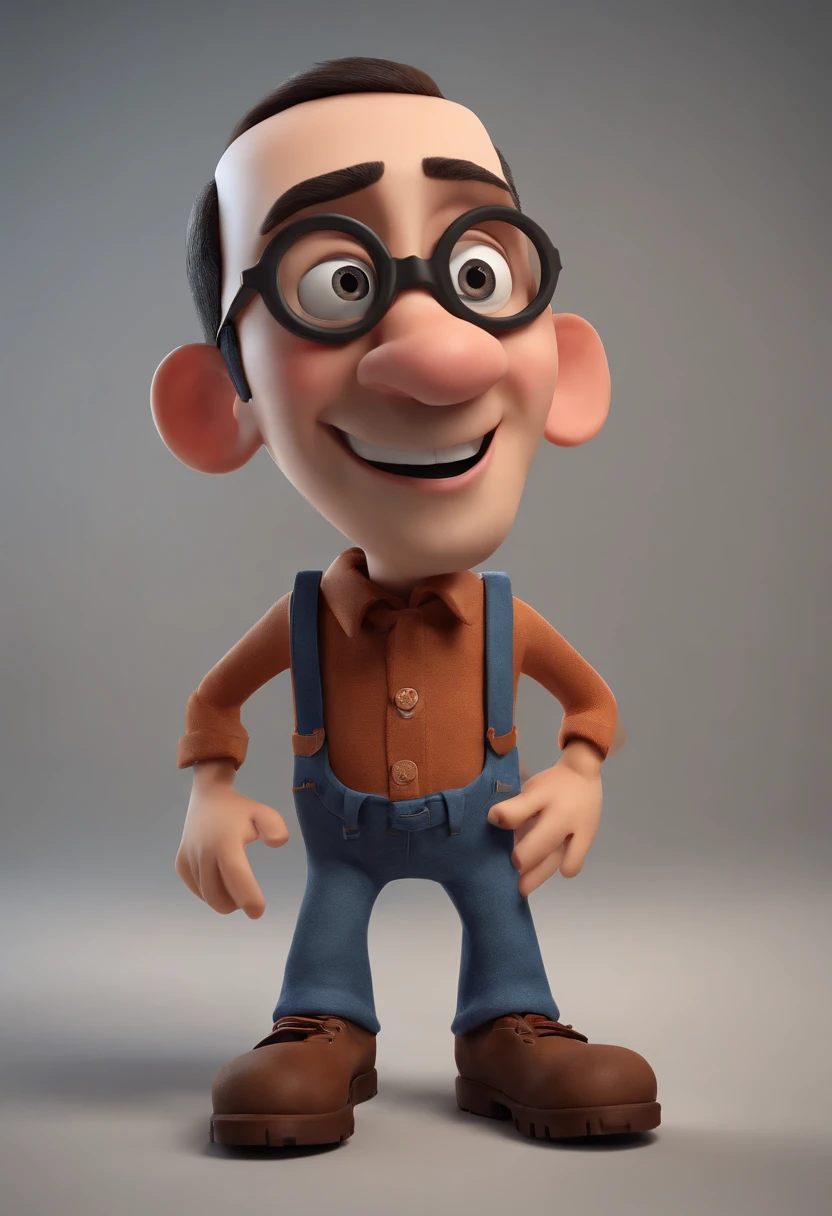 Cartoon character of a man with black glasses and a blue shirt, animation character, Caractere estilizado, animation style rendering, 3D estilizado, Arnold Maya render, 3 d render stylized, toon render keyshot, Personagem 3D, Personagem 3D, 3d rendering stylized, 3 d character render, personagem de desenho animado, Personagem de close up, Pose de personagem, (Estilo Pixar) (master part:1.2) (Bokeh) (best quality) (pele detalhada) (textura detalhada) (8k) (argila) (Cinematic lighting) (foco nítido