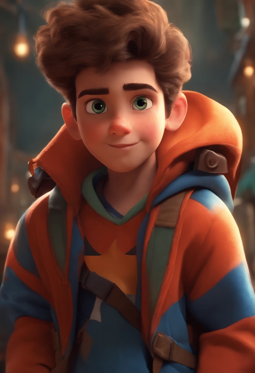 Image of a boy for a story in a YouTube video in Pixar format, He's the little allabester, He's the class leader, He's outgoing, Playful and gets up for a lot of things