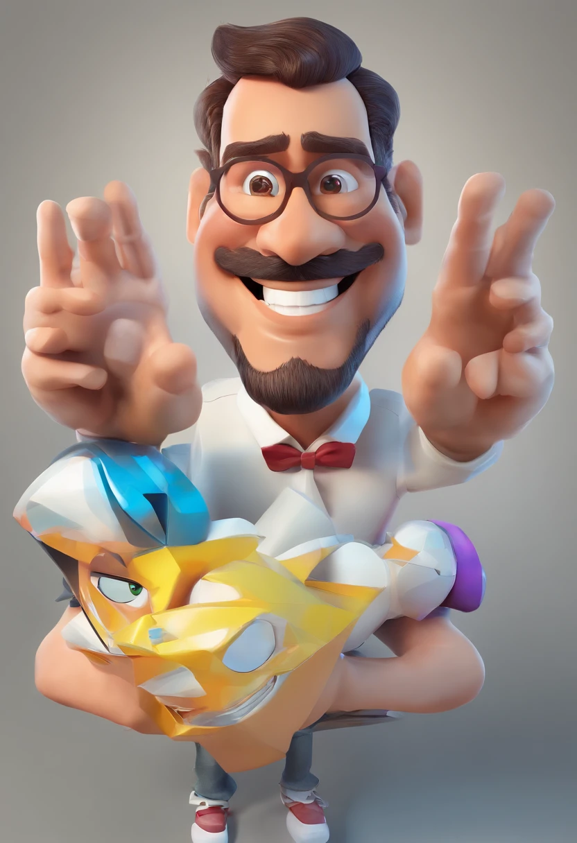 Smiling Man Illustration, sorriso insano, Homem de pele marrom com um sorriso gigante, happily smiling at the camera, sorriso atrevido, he's smiling, sorriso muito grande, Macho sorridente, foto de perfil headshot, rindo sorriso enorme, desenhando no estilo de Arte 3D, c4d, fundo de cor branco puro, estilo disney, estilo pixar render ilustracao Super Detalhe, 8k