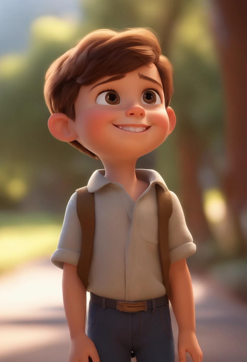 a happy cute standing short hair, vestindo uma fantasia espacial, , fundo branco, barnet, Tom, Estilo Pixar, ....3d, desenhos animados, rosto detalhado, asymmetrical 16k
