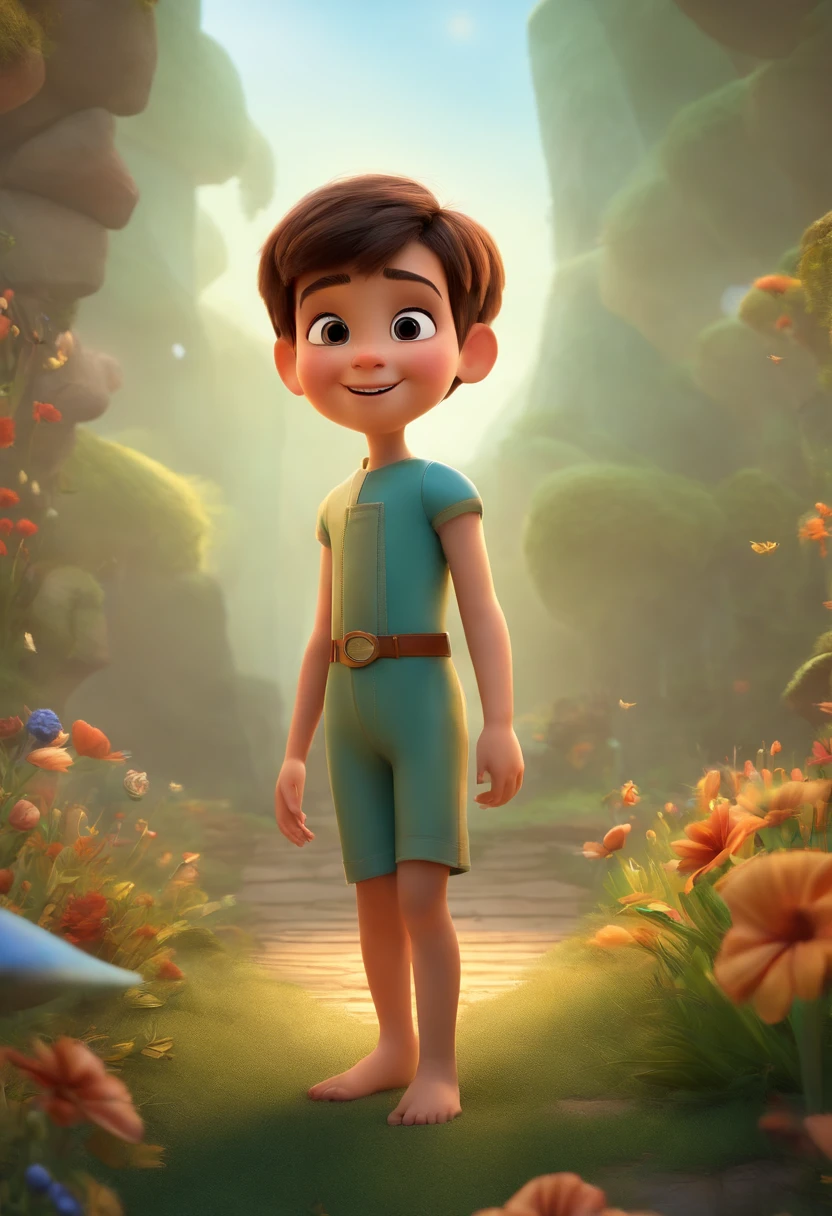 a happy cute standing short hair, vestindo uma fantasia espacial, , fundo branco, barnet, Tom, Estilo Pixar, ....3d, desenhos animados, rosto detalhado, asymmetrical 16k