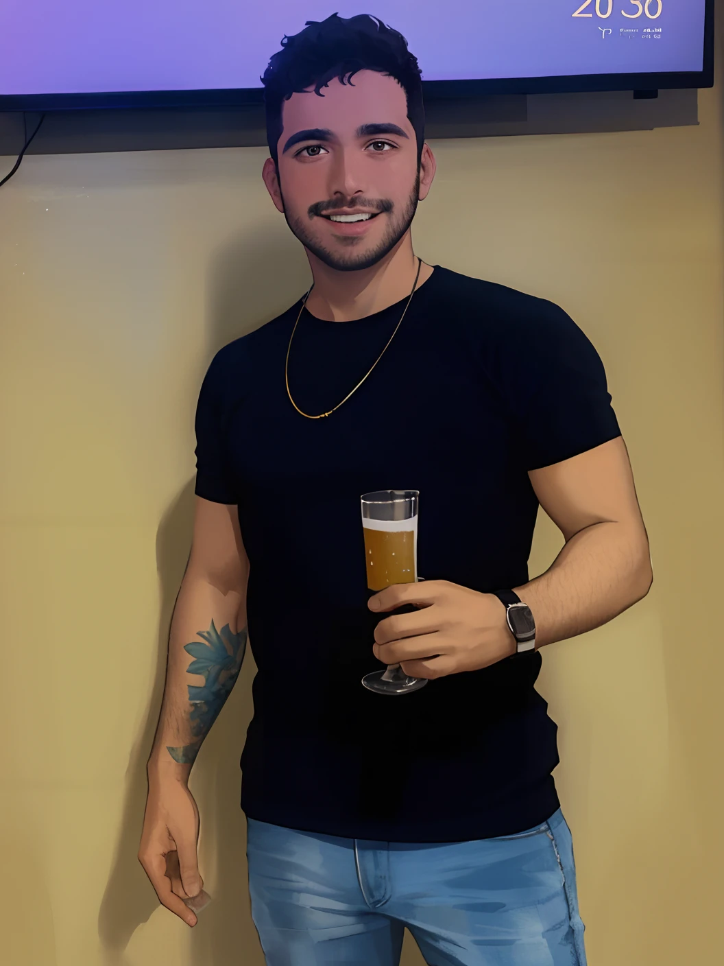 Arafed Man Holding a Glass of Beer in Front of a Television, 2 9 anos, 2 7 anos, 2 8 anos, ástor alexander, 3 2 anos, (38 anos), andres rios, cerca de 3 5 anos, david rios ferreira, he is! cerca de 3 0 anos de idade, 30 anos