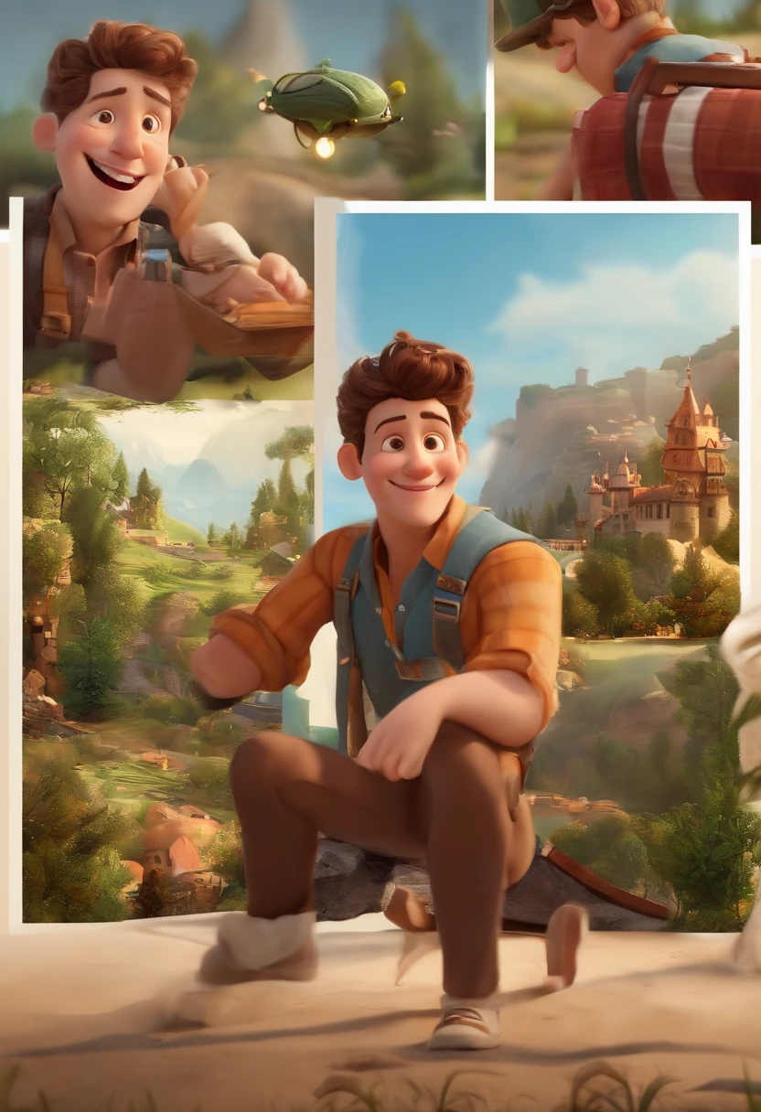 (best quality,4k,8k,Altas,master part:1.2),ultra-detalhado,(Realistic,fotorrealista,photo-realistic:1.37),a boy for a Pixar-style story in a YouTube video, O Pequeno Alabester, He's the class leader, He's outgoing, frisky, e defende muitas coisas,illustration,Estilo Pixar,encantador,可爱,olhos brilhantes,Sardas,cabelos desgrenhados,sobrancelhas expressivas,sorriso brilhante,olhar curioso,Energetic,fundo de suspense,sharpened details,cores vibrantes,warm lighting,Playful shenanigans,pose animada,ambiente animado,fantasy scenery,Enredo envolvente,visual cartunesco,funny facial expressions,Adventurous Spirit,magical ambiance,Mundo colorido,paisagens imaginativas