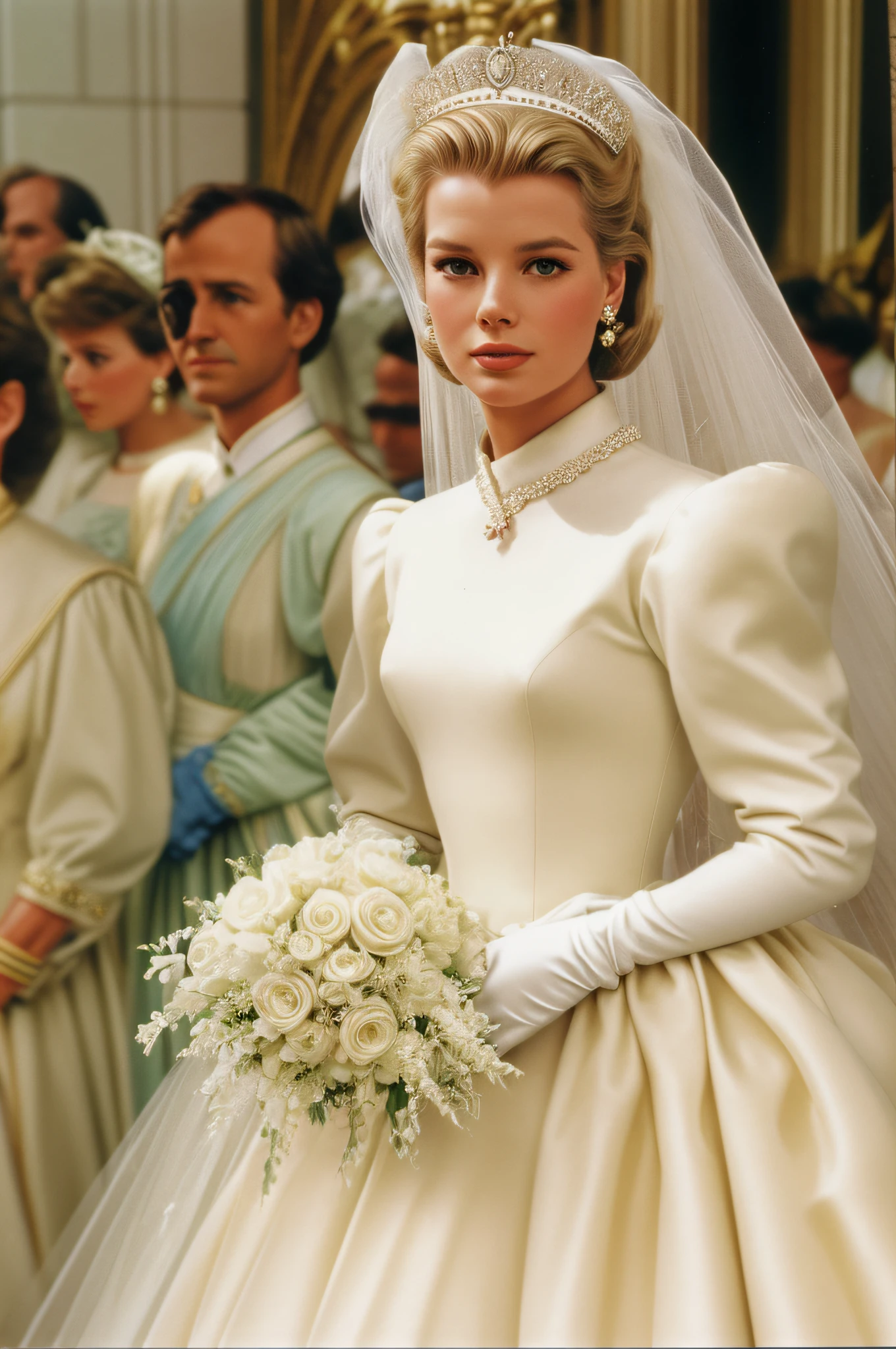 1980s style, Grace Kelly's royal wedding dress updated for the late 1980's with a Cinderella aesthetic