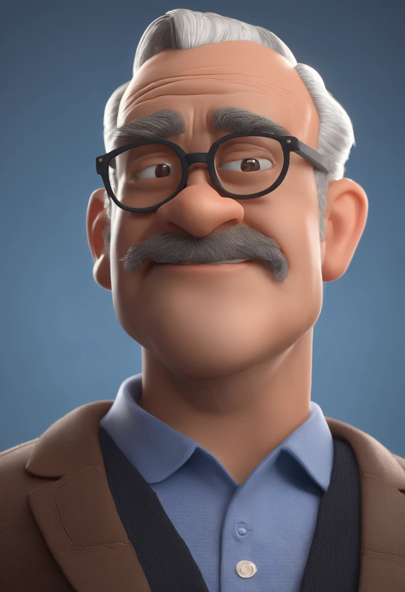 Cartoon character of a man with black glasses and a blue shirt, animation character, Caractere estilizado, animation style rendering, 3D estilizado, Arnold Maya render, 3 d render stylized, toon render keyshot, Personagem 3D, Personagem 3D, 3d rendering stylized, 3 d character render, personagem de desenho animado, Personagem de close up, Pose de personagem, (Estilo Pixar) (master part:1.2) (Bokeh) (best quality) (pele detalhada) (textura detalhada) (8k) (argila) (Cinematic lighting) (foco nítido