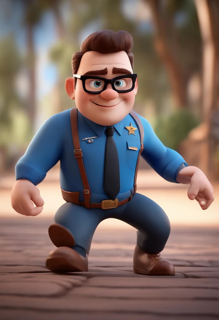 Cartoon character of a man with black glasses and a blue shirt, animation character, Caractere estilizado, animation style rendering, 3D estilizado, Arnold Maya render, 3 d render stylized, toon render keyshot, Personagem 3D, Personagem 3D, 3d rendering stylized, 3 d character render, personagem de desenho animado, Personagem de close up, Pose de personagem, (Estilo Pixar) (master part:1.2) (Bokeh) (best quality) (pele detalhada) (textura detalhada) (8k) (argila) (Cinematic lighting) (foco nítido