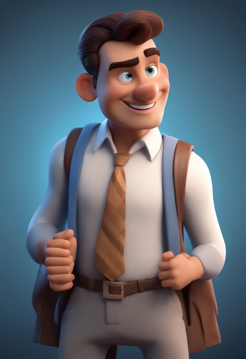 Cartoon character of a man wearing black and a blue shirt, animation character, Caractere estilizado, Rendering Animation Styles, 3D estilizado, Arnold Maya render, 3D render estilizado, Toon renderizar keyshot, Personagem 3D, Personagem 3D, 3d rendering stylized, 3 d character render, Personagem de desenho animado, Personagem de close-up, Pose do personagem, (Estilo Pixar) (Obra prima:1.2) (Bokeh) (melhor qualidade) (Pele detalhada) (Textura detalhada) (8k) (argila) (Cinematic lighting) (foco nítido