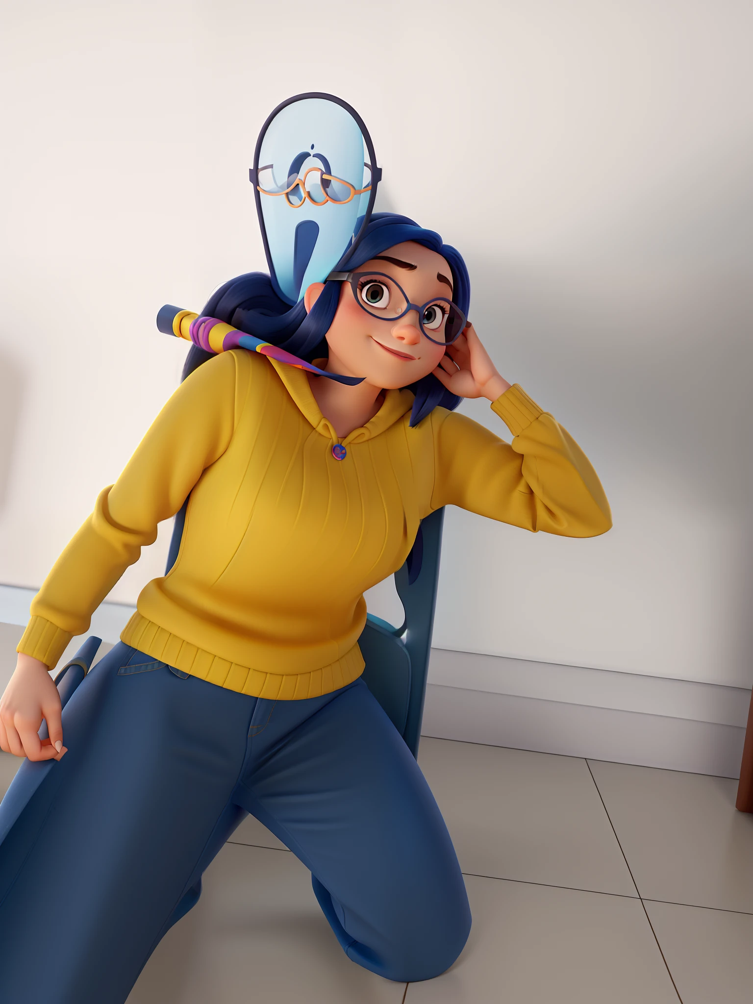 poster no estilo disney pixar, uma mulher branca de oculos de sol, estilo disney pixar, alta qualidade, melhor qualidade