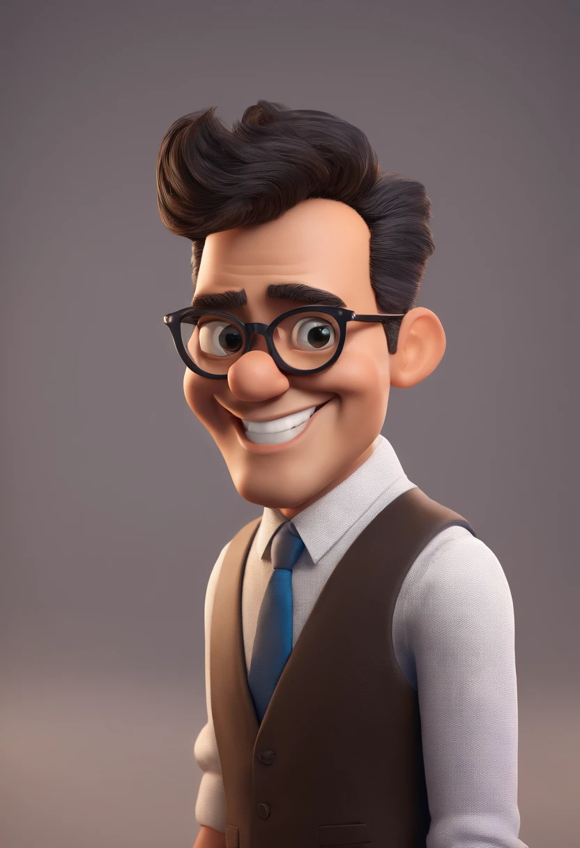 Cartoon character of a man with black glasses and a blue shirt, animation character, Caractere estilizado, animation style rendering, 3D estilizado, Arnold Maya render, 3 d render stylized, toon render keyshot, Personagem 3D, Personagem 3D, 3d rendering stylized, 3 d character render, personagem de desenho animado, Personagem de close up, Pose de personagem, (Estilo Pixar) (master part:1.2) (Bokeh) (best quality) (pele detalhada) (textura detalhada) (8k) (argila) (Cinematic lighting) (foco nítido