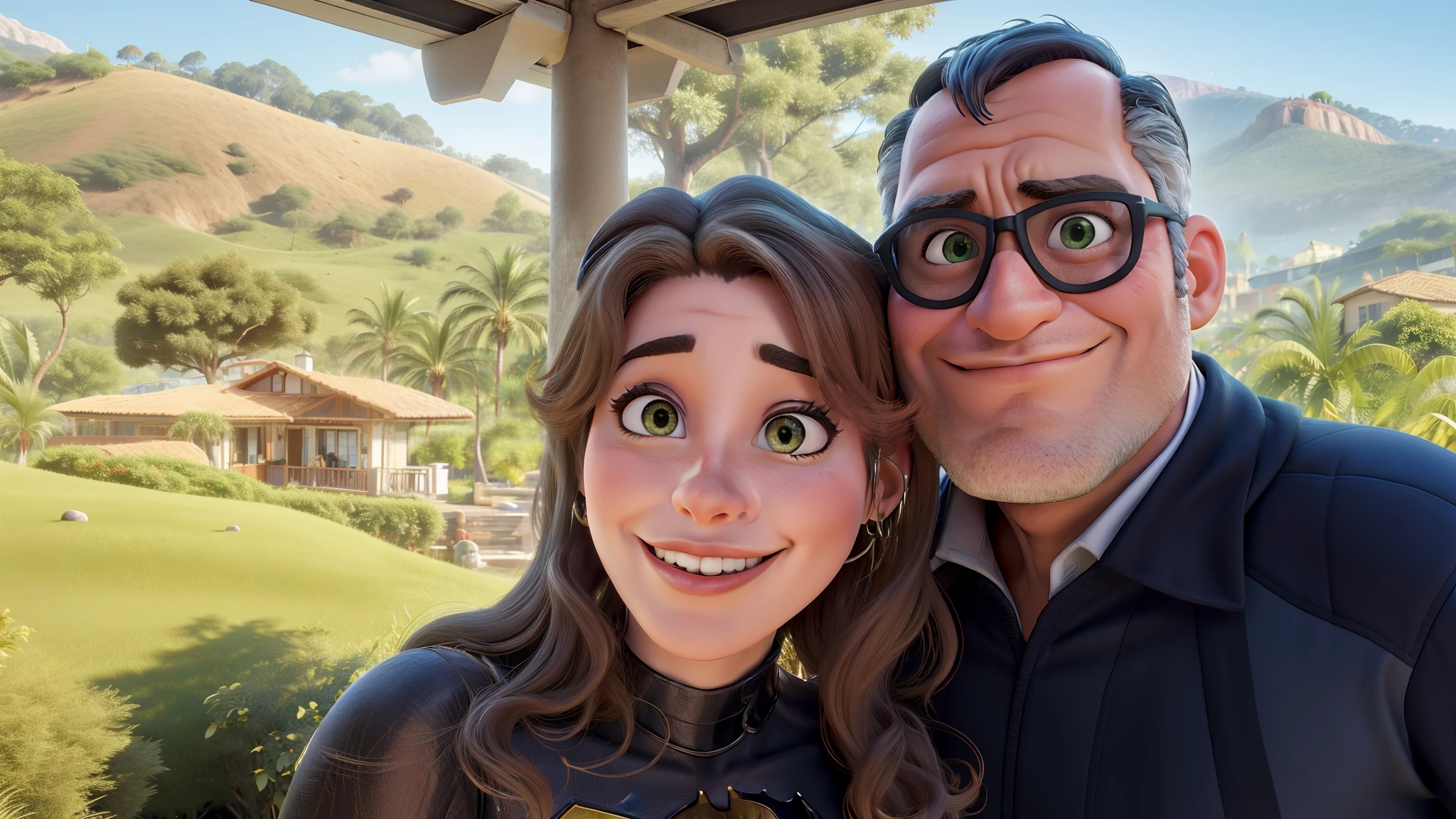 Criar imagem da foto do casal acima com os personagens mulher maravilha e batman