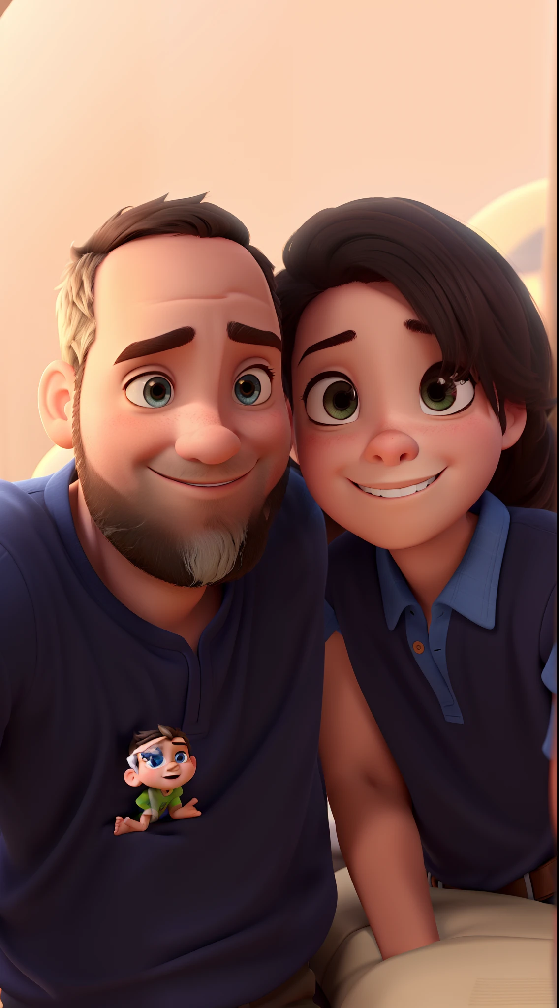 Pai com seus dois filhos estilo pixar, alta qualidade, melhor qualidade