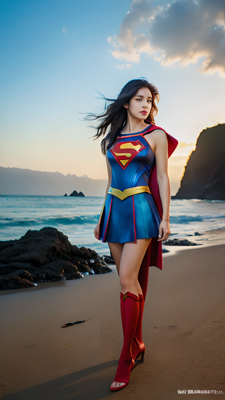 Hawa riswana as Supergirl, realistic, high definicion, ultra resolution, Fujifilm XT3, detailed, 64k, -