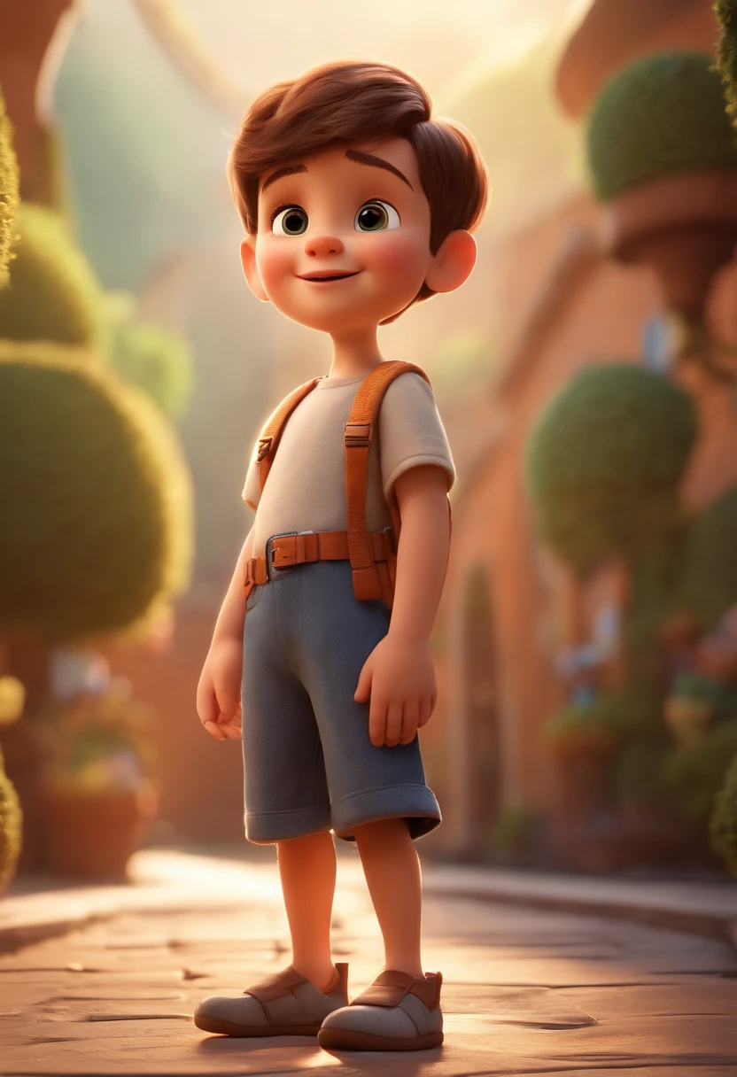 a happy cute  standing short hair, vestindo uma fantasia espacial, , fundo branco, barnet, tom, Estilo Pixar, ..3d, desenhos animados, rosto detalhado, asymmetrical 16k