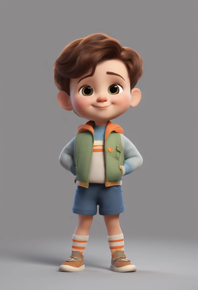 a happy cute ??? standing short hair, vestindo uma fantasia espacial, , fundo branco, barnet, tom, Estilo Pixar, ..3d, desenhos animados, rosto detalhado, asymmetrical 16k