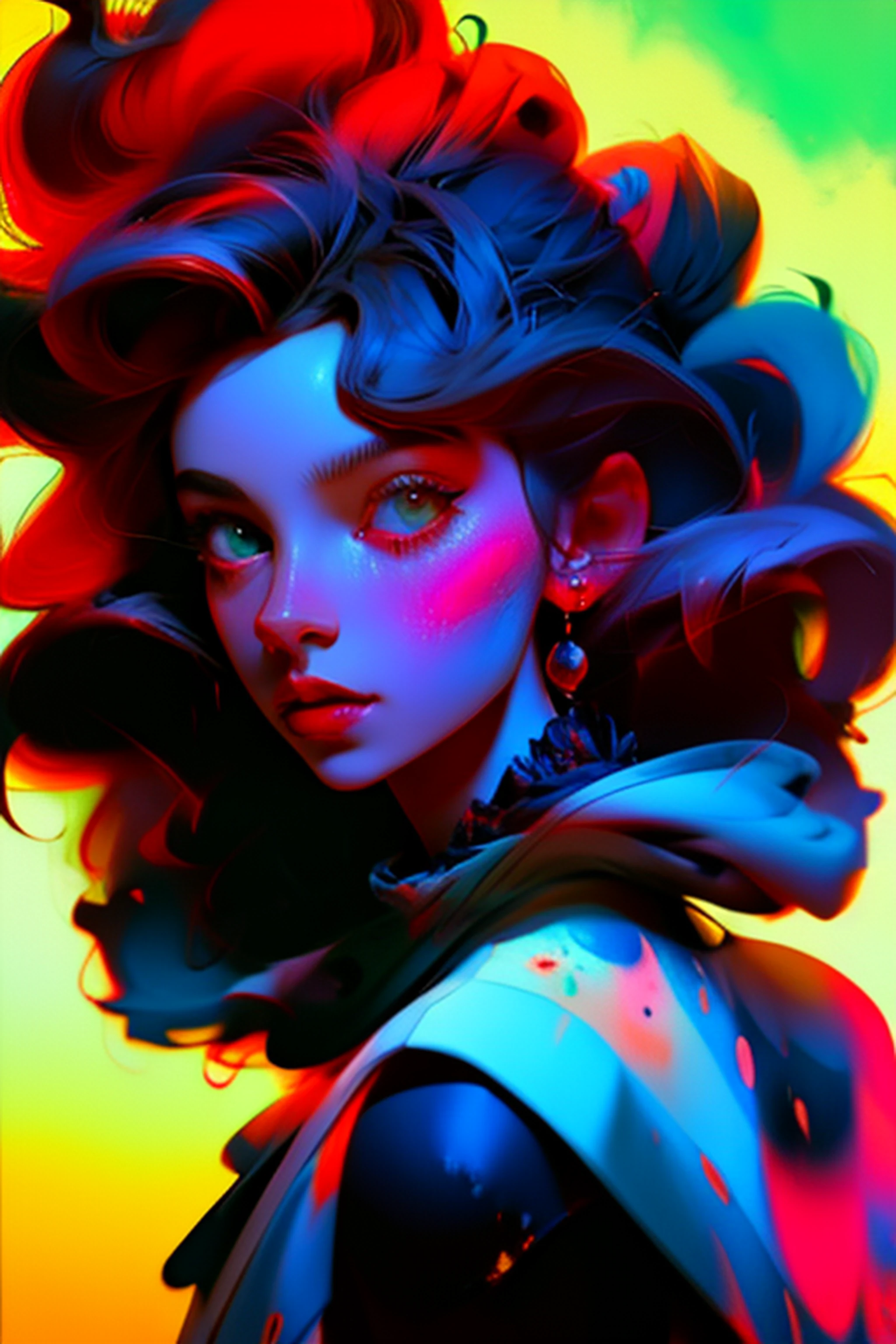 Arte abstrata colorida da tinta formando uma mulher, fundo branco, Romantic lighting, sub-surface Scatterring, brilho, Arte de pintura Alberto Seveso, cores claras