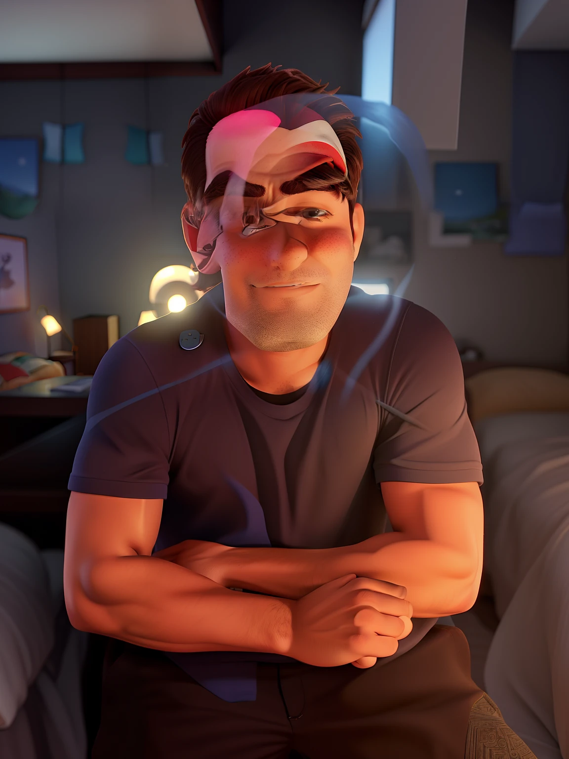 Homem forte no quarto de casa