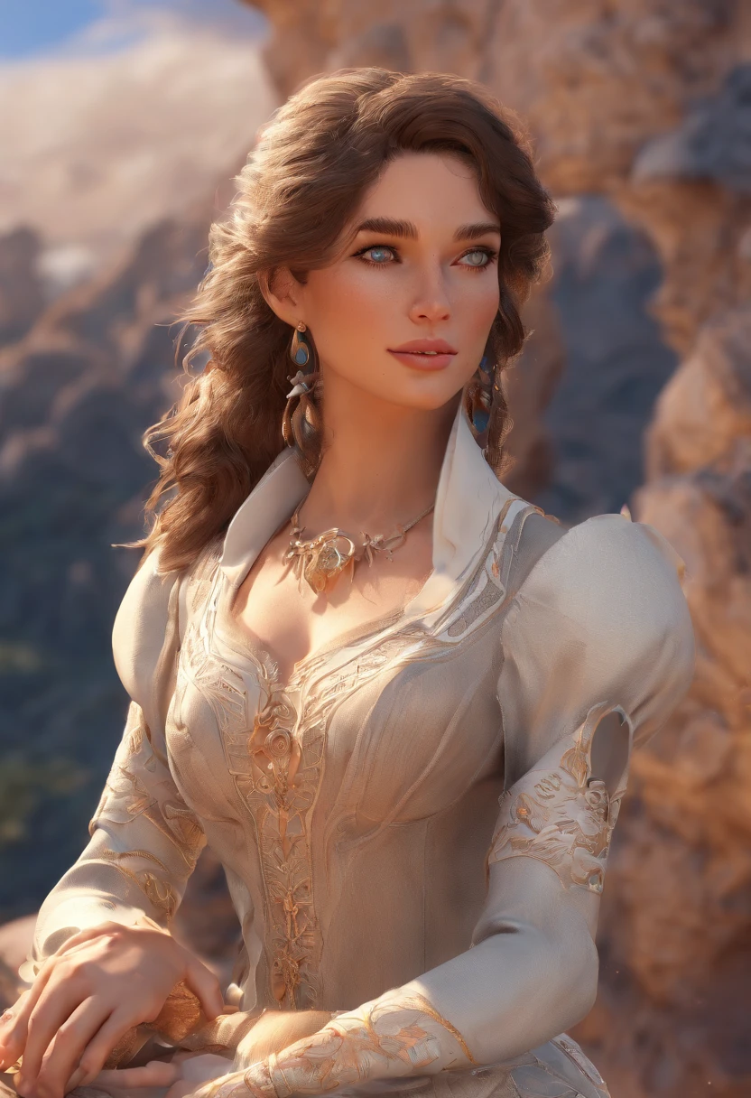 ((piece of master)),best quality, illustration, Escuro, 1girl, No deserto,Alta montanha,Montanhas cobertas de neve ao longe, castelo, belos olhos detalhados, lindo cabelo detalhado,
