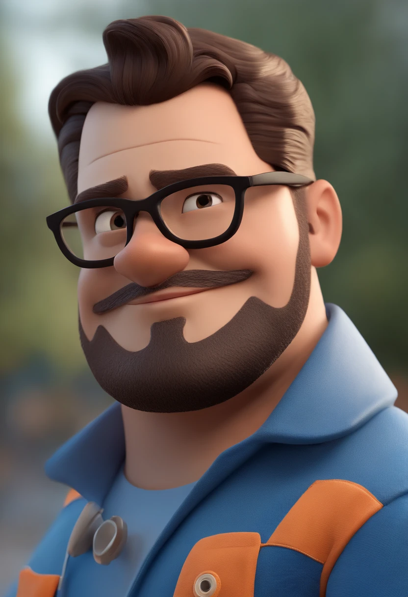 Cartoon character of a man with black glasses and a blue shirt, animation character, Caractere estilizado, animation style rendering, 3D estilizado, Arnold Maya render, 3 d render stylized, toon render keyshot, Personagem 3D, Personagem 3D, 3d rendering stylized, 3 d character render, personagem de desenho animado, Personagem de close up, Pose de personagem,  (Estilo Pixar) (master part:1.2) (Bokeh) (best quality) (pele detalhada) (textura detalhada) (8k) (argila) (Cinematic lighting) (foco nítido