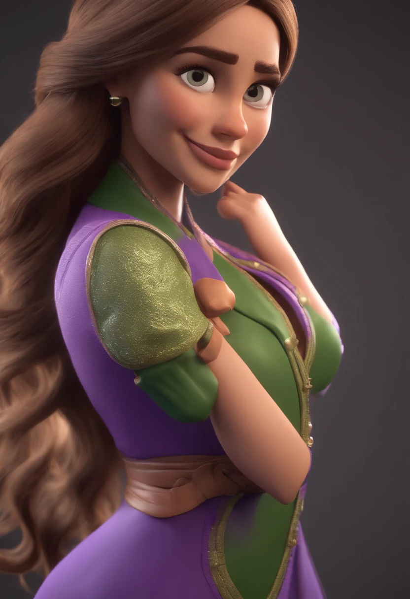 personagem dos desenhos animados de umamulher com uma camisa lilas e com cabelos curtos, animation character, Caractere estilizado, animation style rendering, 3D estilizado, Arnold Maya render, 3 d render stylized, toon render keyshot, Personagem 3D, Personagem 3D, 3d rendering stylized, 3 d character render, personagem de desenho animado, Personagem de close up, Pose de personagem, (Estilo Pixar) (master part:1.2) (Bokeh) (best quality) (pele detalhada) (textura detalhada) (8k) (argila) (Cinematic lighting) (foco nítido
