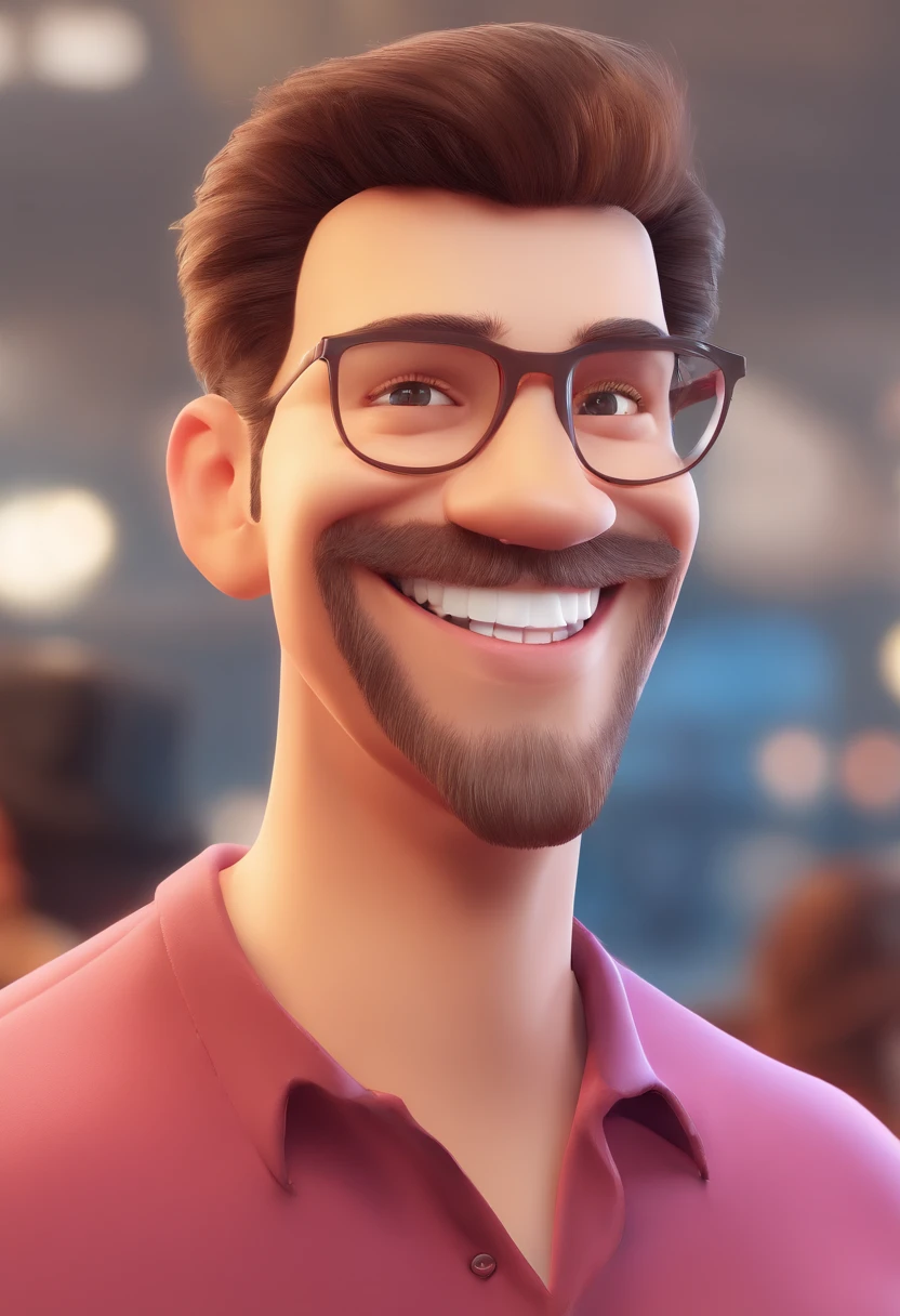 Smiling Man Illustration, sorriso insano, Homem de pele marrom com um sorriso gigante, happily smiling at the camera, sorriso atrevido, he's smiling, sorriso muito grande, Macho sorridente, foto de perfil headshot, rindo sorriso enorme, desenhando no estilo de Arte 3D, c4d, fundo de cor branco puro, estilo disney, estilo pixar render ilustracao Super Detalhe, 8k